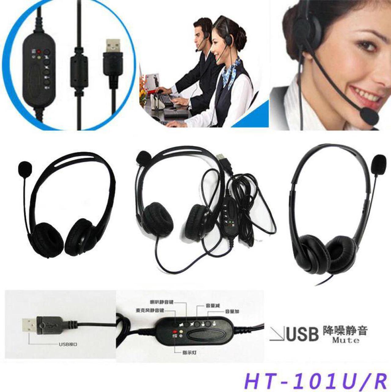 Headset Call Center Operator USB Corded Offical Headphone With Micro for Computer Laptop PC