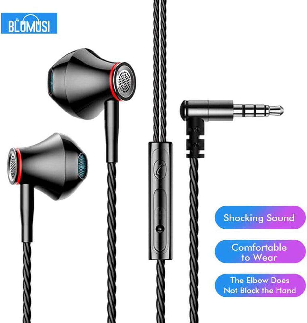 Wired In Ear Earphones Bass Headset Elbow Plug for Mobile Gaming Movie Music Sports Travel with Microphone and Wire control