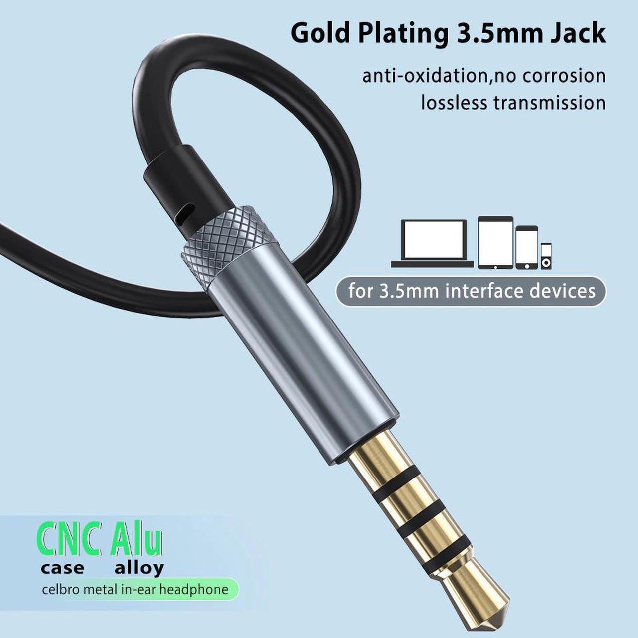 Alt view image 5 of 5 - 3.5mm Earphone Wired In Ear Sport Headphone 5D Stereo Surround Bass Sound Gaming Headset Earbuds With Mic For