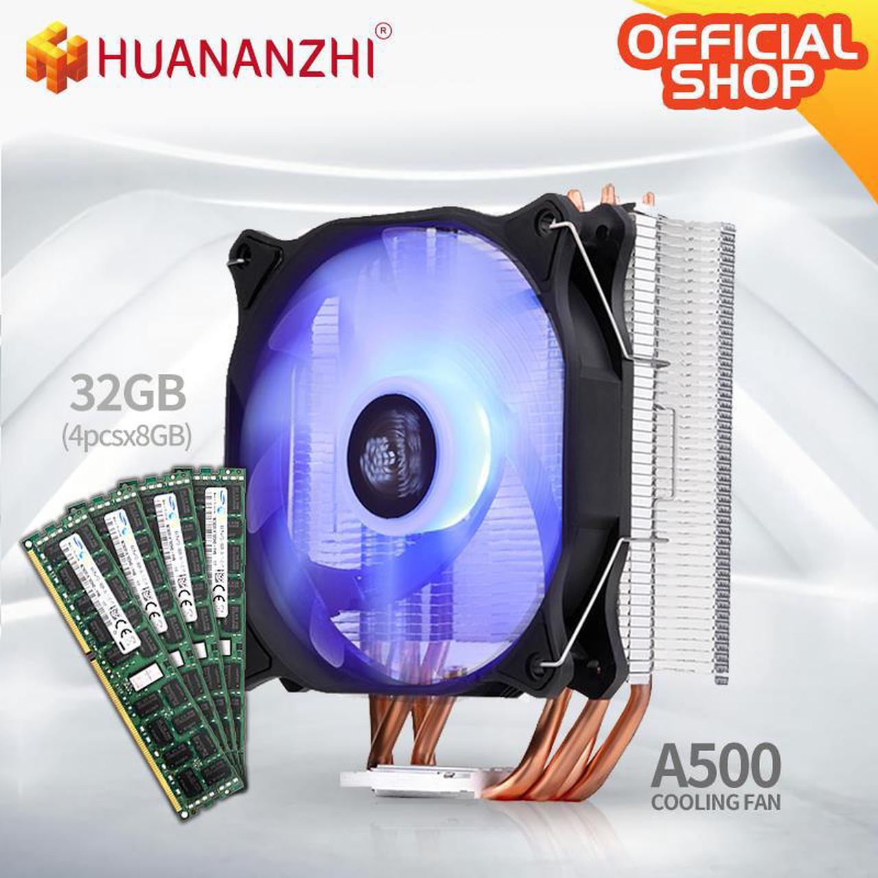 A500 4 Copper Heat Pipe LED CPU Cooler Cooling Fan Radiator Dual Fan Heatsink with 4*8G  DDR3 RECC  combo kit set