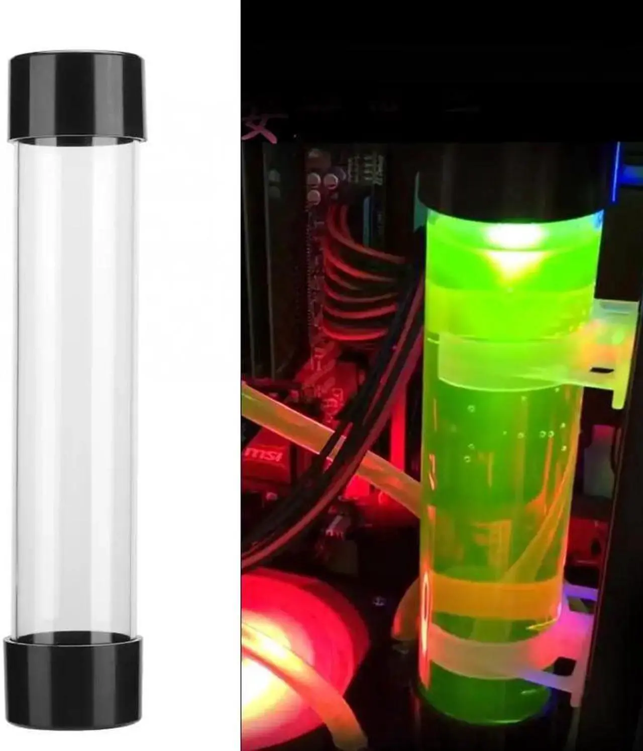 Alt view image 3 of 5 - Cooler 240mm 150mm 100mm Transparent Cylindrical Computer  Cooling Set  Tank with G1/4 female thread