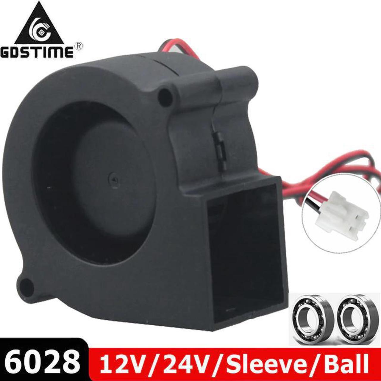 1PCS Brushless Cooler Cooling DC Centrifugal Blower Fan 60mm 12V 24V 2Pin 60x28mm 6028 6cm Sleeve Dual Ball Heatsink Radiator