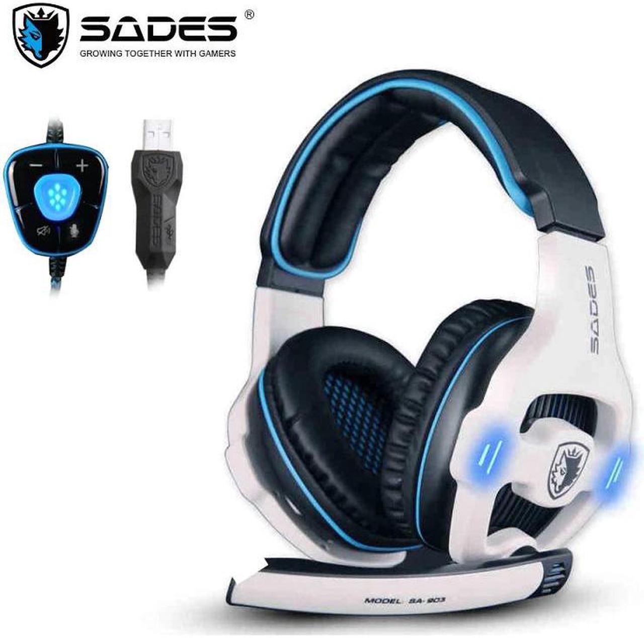 SA903 7.1 Surround Sound USB PC Stereo Gaming Headset with Microphone Volume-Control LED light