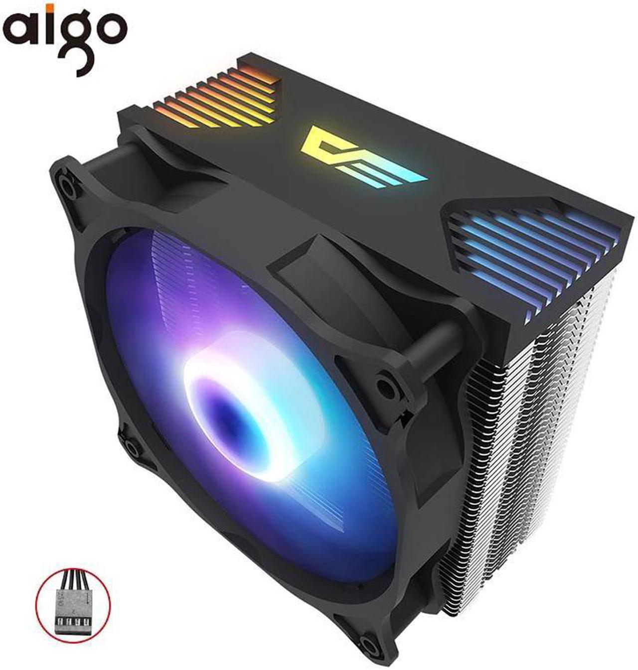 CPU Cooler Silent PWM Fan 120mm Sync with RGB Lights 4 Heatpipes CPU Cooling TDP 180W Radiator for LGA775/1150/AM3/AM3+