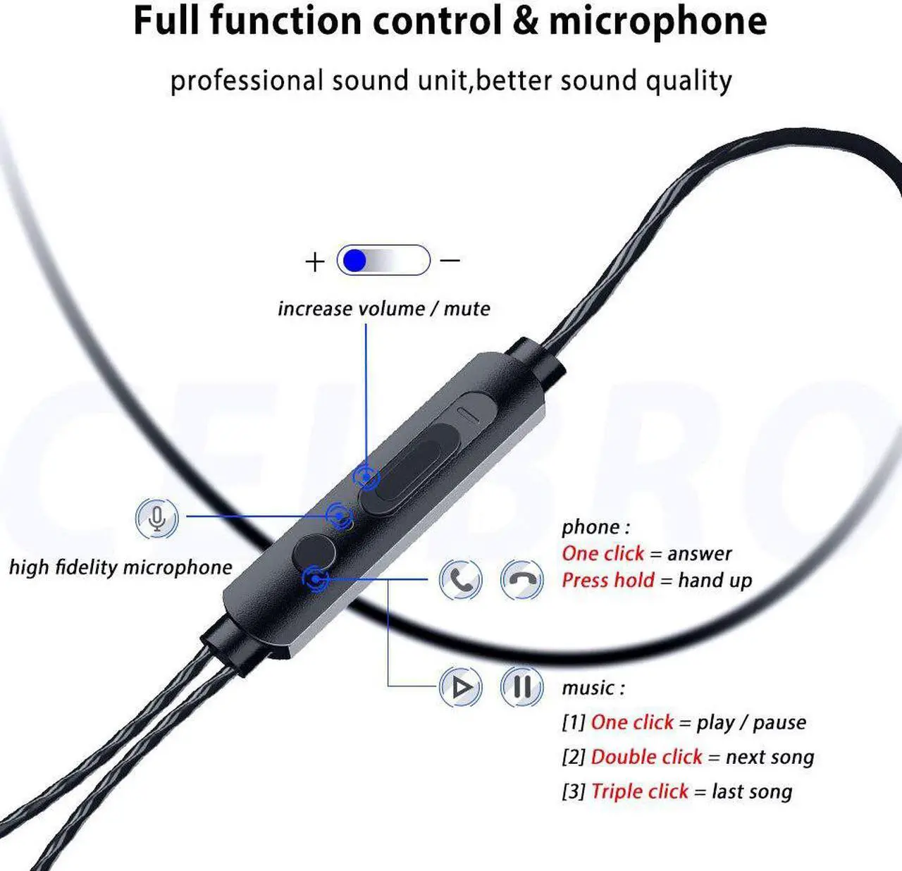 Alt view image 2 of 5 - 3.5mm Wired Earphones In Ear Sport Music Gaming Headset High Bass Sound Stereo Headphone Earbuds with Mic Headphones