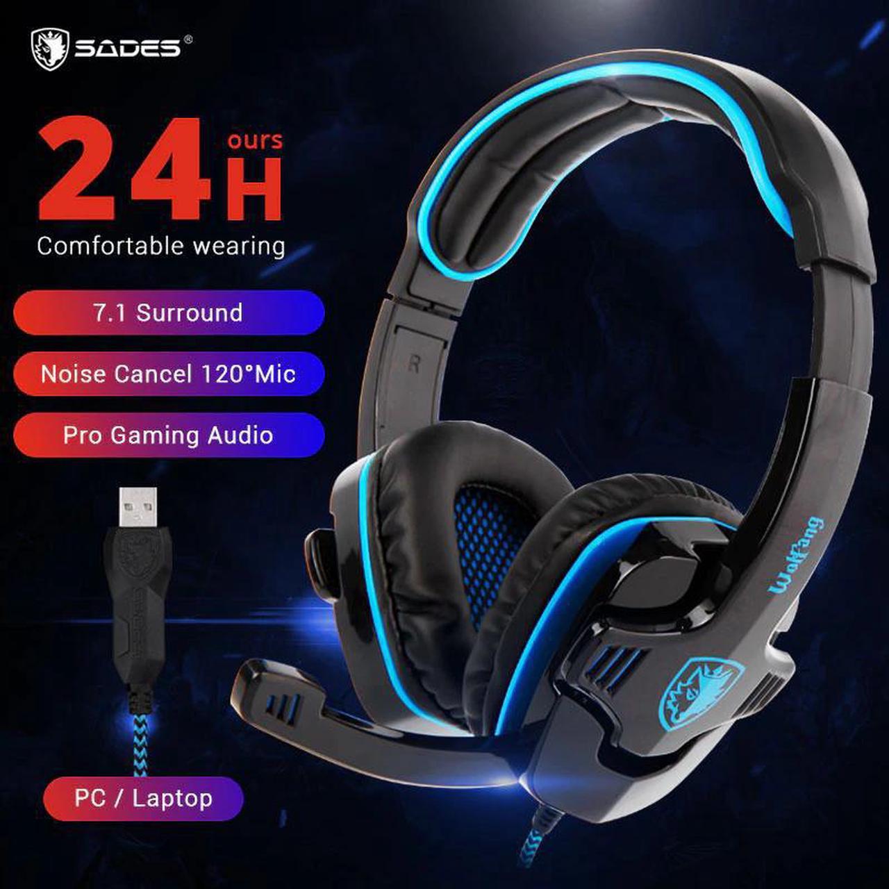 SA901 Gaming Headset 7.1 surround USB Headphone with Microphone Noise Cancelling Mic for Computer Laptop PC Gamer