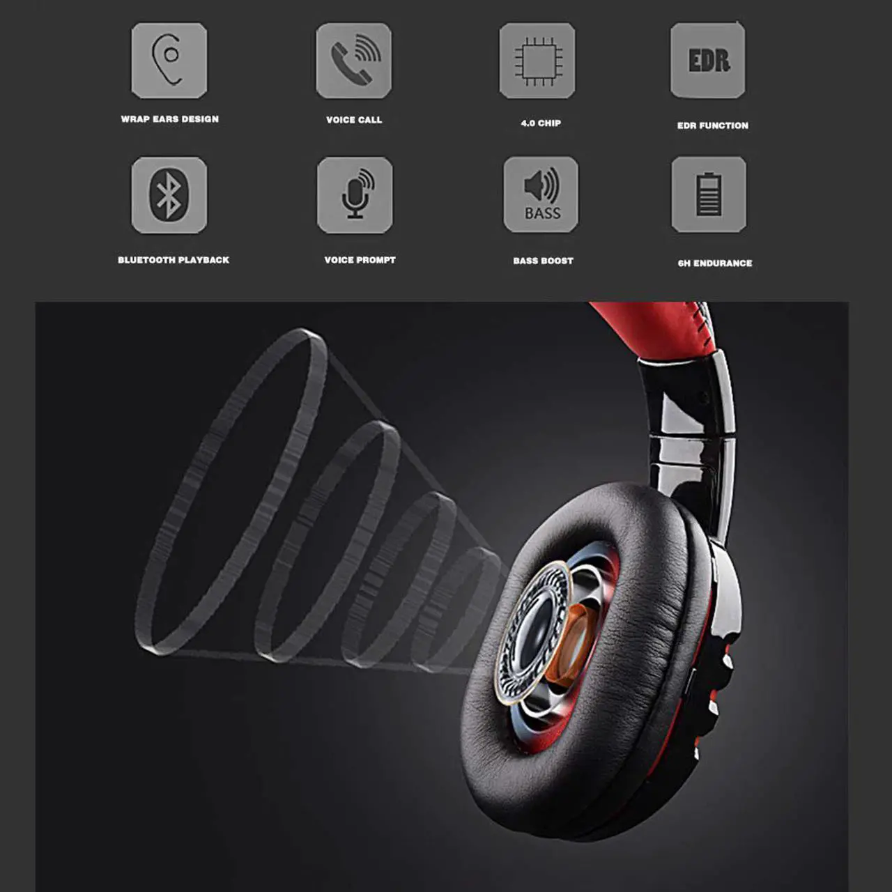 Alt view image 3 of 5 - V8-1 Headphones V5.0 Bluetooth gaming headset wireless stereo earphone with microphone for PC ipad PS4 Xbox One