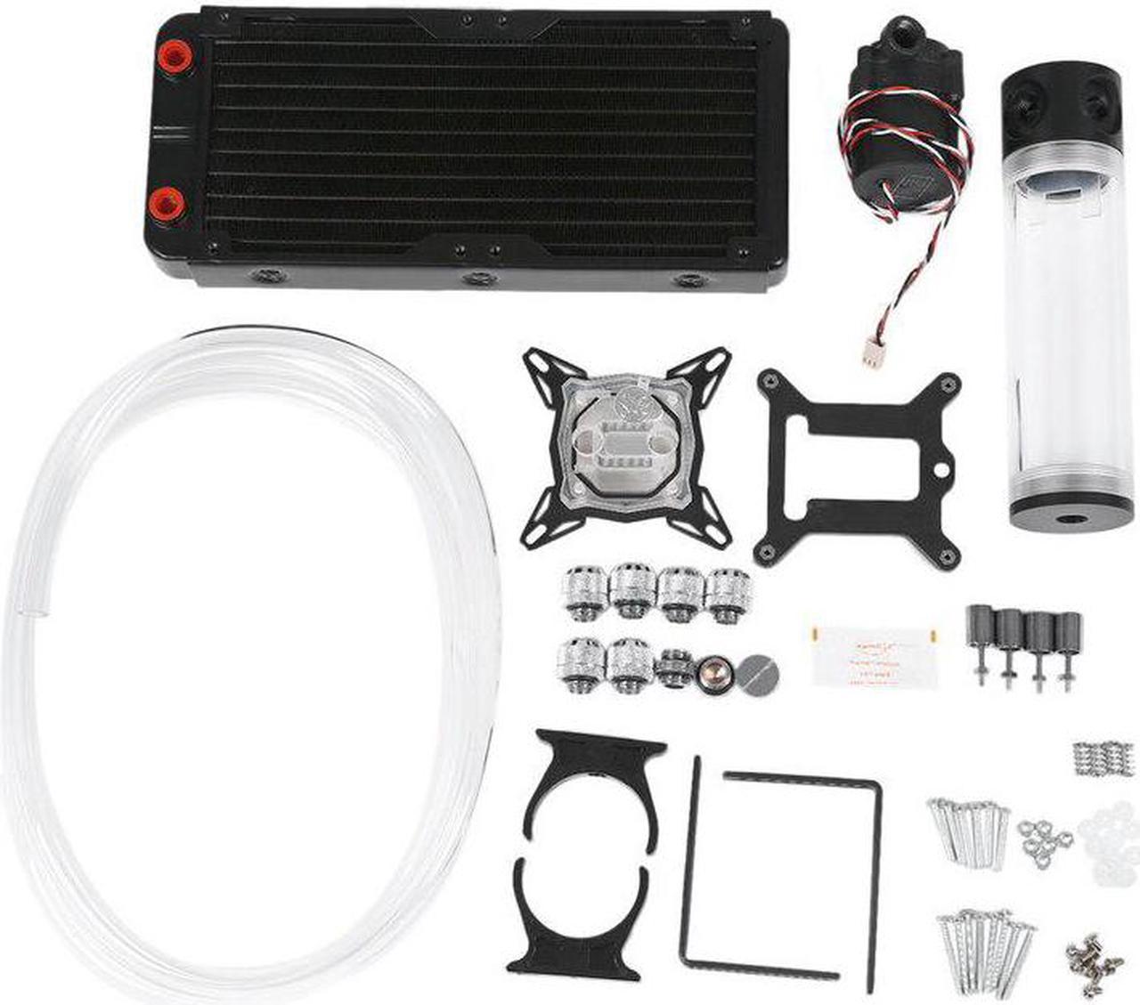 Cpu Overclocking Water Cooling System Set 240B Radiator + Sc600 Pump + 190Mm Tank + 2M Tube + Cpu Block With Total Fitting Fo