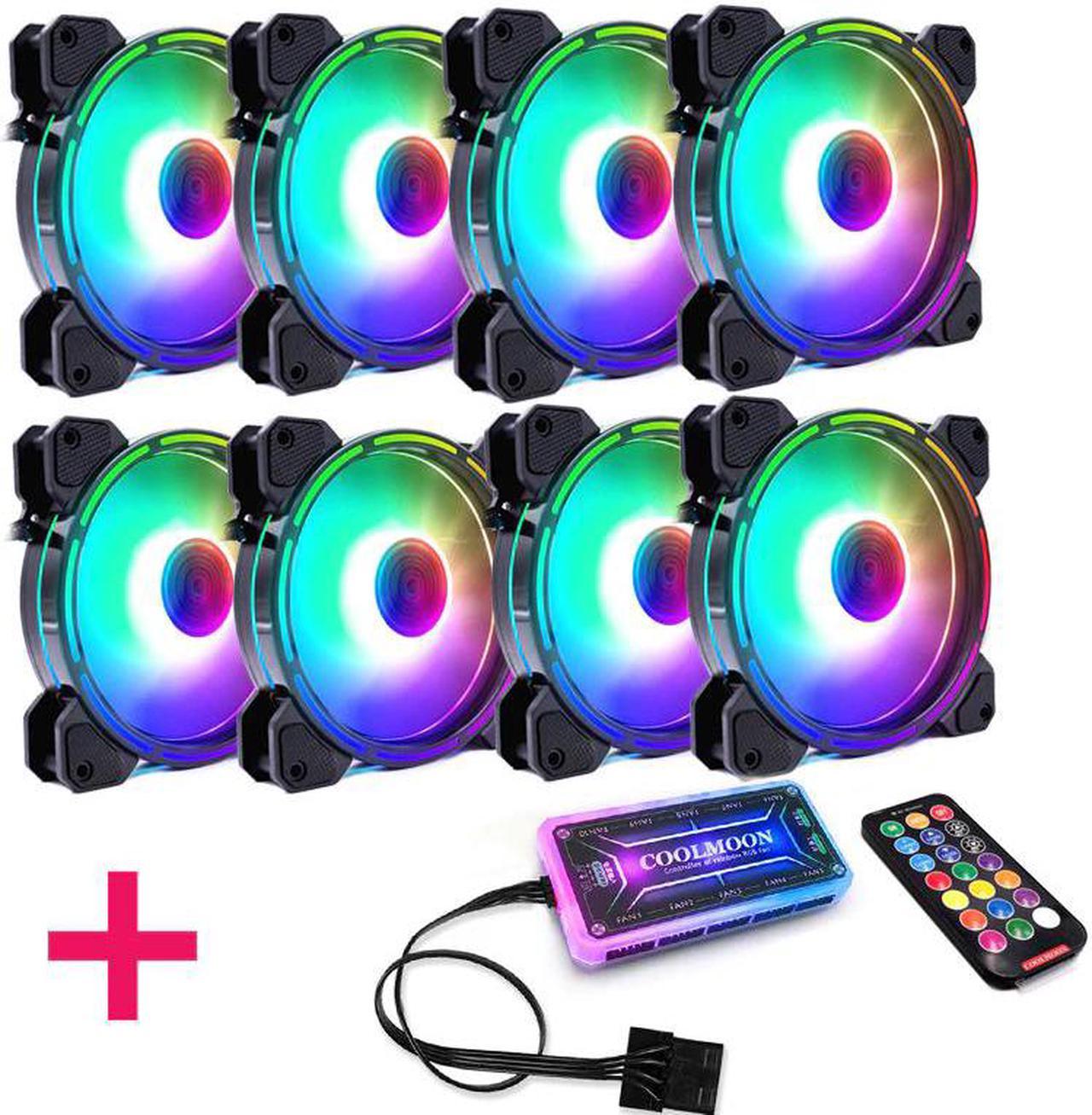 120MM Round RGB CPU Cooling Fan+Remote Control set double aperture LED glowing PC Case Chassis Water Cooled silent Fans