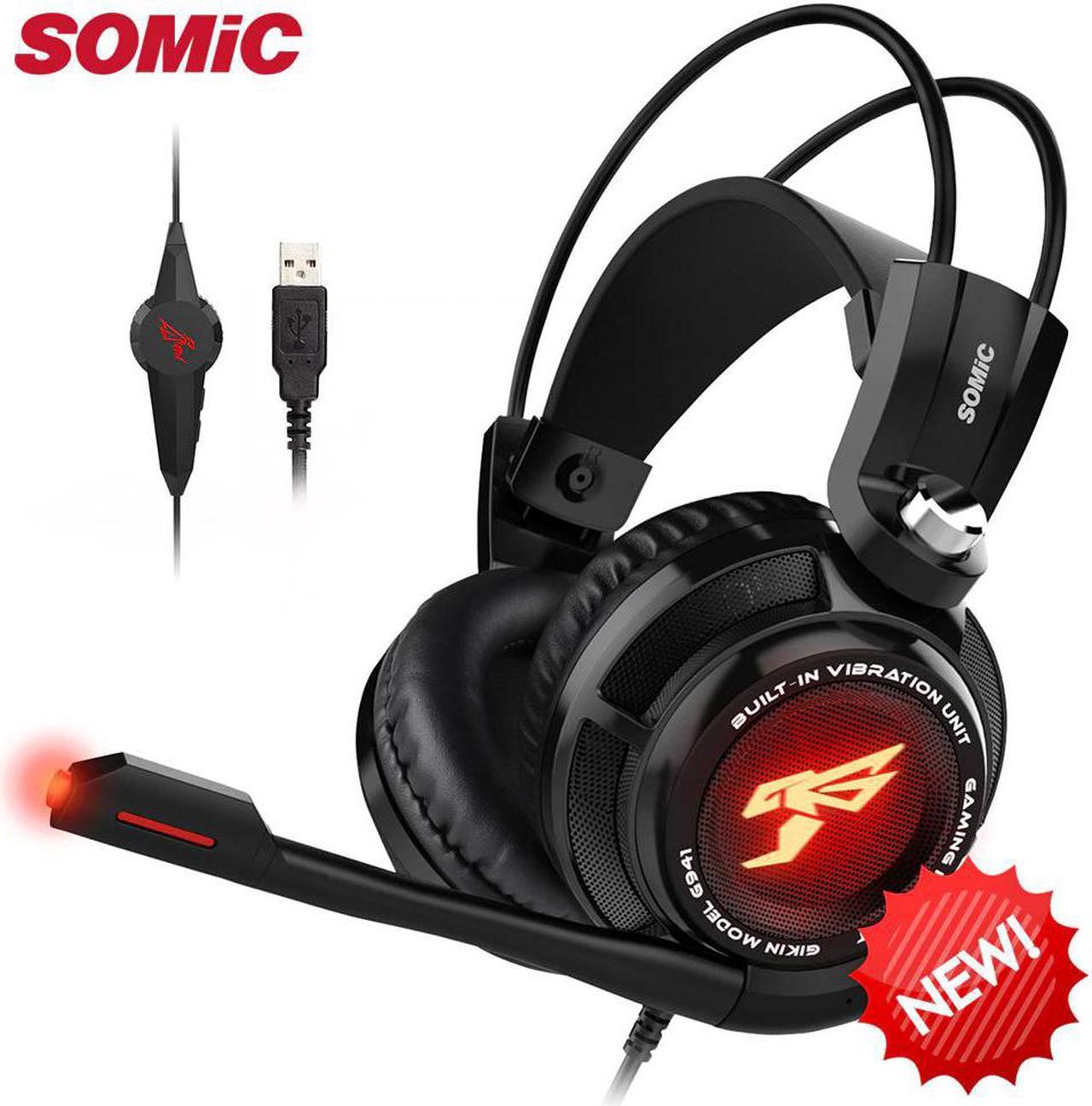 G941 Gaming Headset 7.1 Sound Vibration Headset with Microphone Stereo Bass Noise Cancelling Headphones LED Light USB Plug