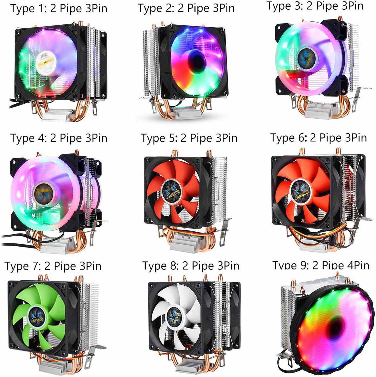 12V 3/4Pin CPU Cooler Fan Colorful Backlight 90mm CPU Cooling Fan PC Heatsink Cooler for Intel/AMD For PC Computer Case Fan