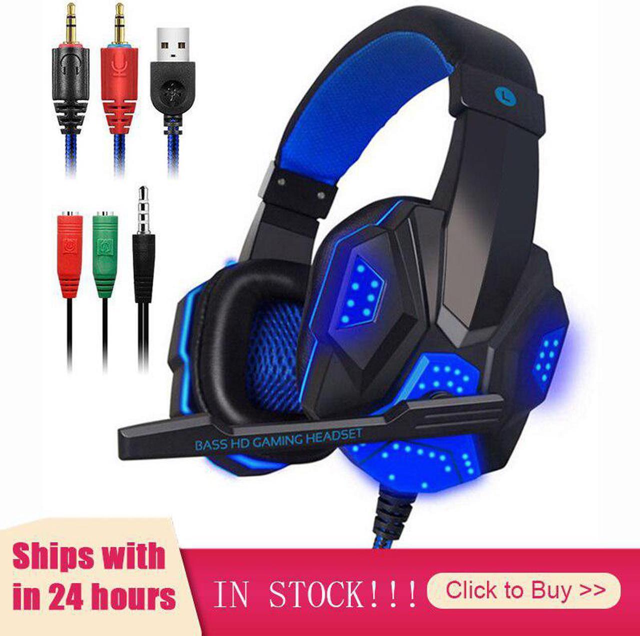 In Stock Professional Gaming Headphones For Computer PC Adjustable Bass Stereo Gamer Over Ear Wired Headset With Mic Gifts