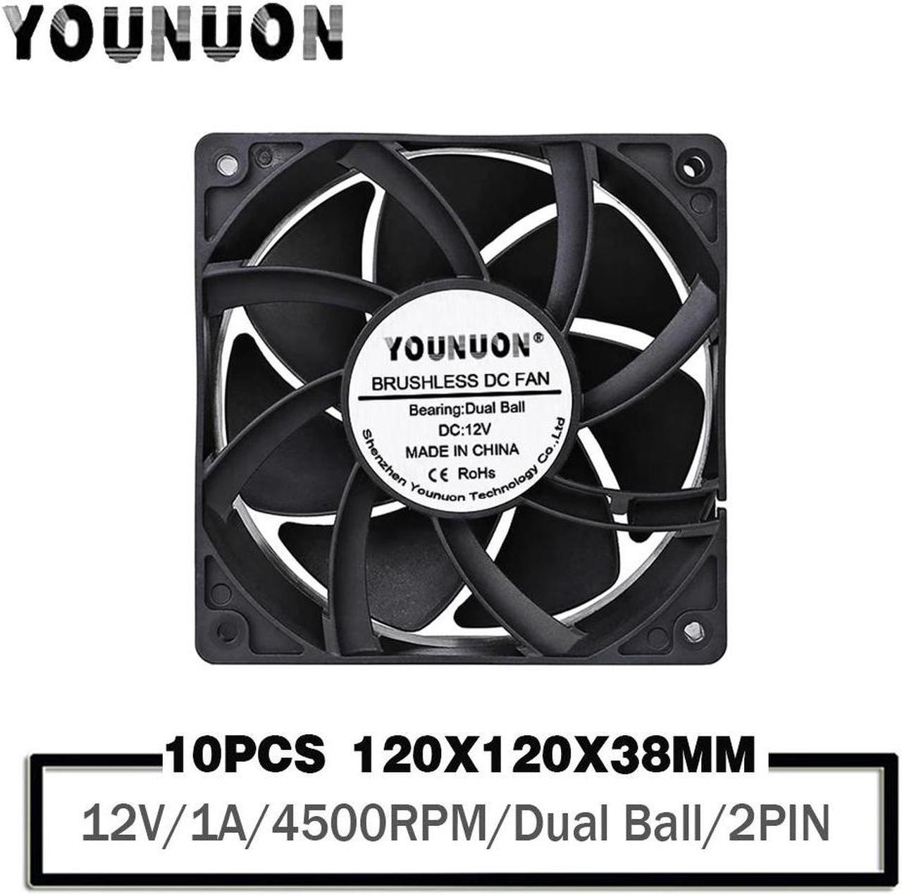 10PCS 120mm 12cm 12038 Fan 12V  4500RPM 1A Fan DC Brushless Cooling Fan 120x120x38mm 2PIN PC Computer Case Cooler