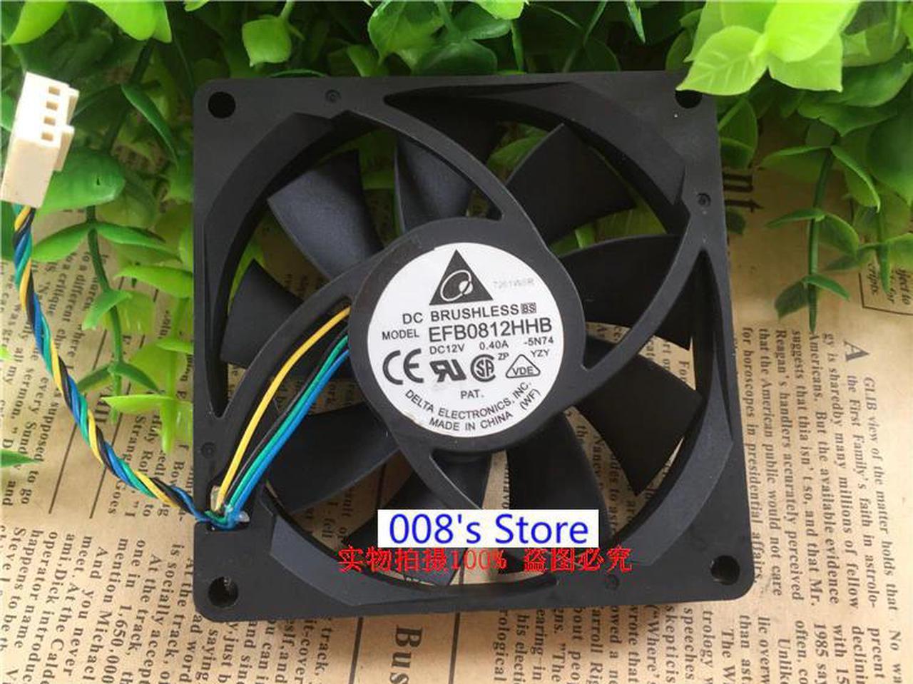 Radiator CPU Cooler Fan For Industrial Server PC EFB0812HHB -5N74 80*80*15MM 12V 0.4A 4 Wires PWM Axial Cooling 4900RPM