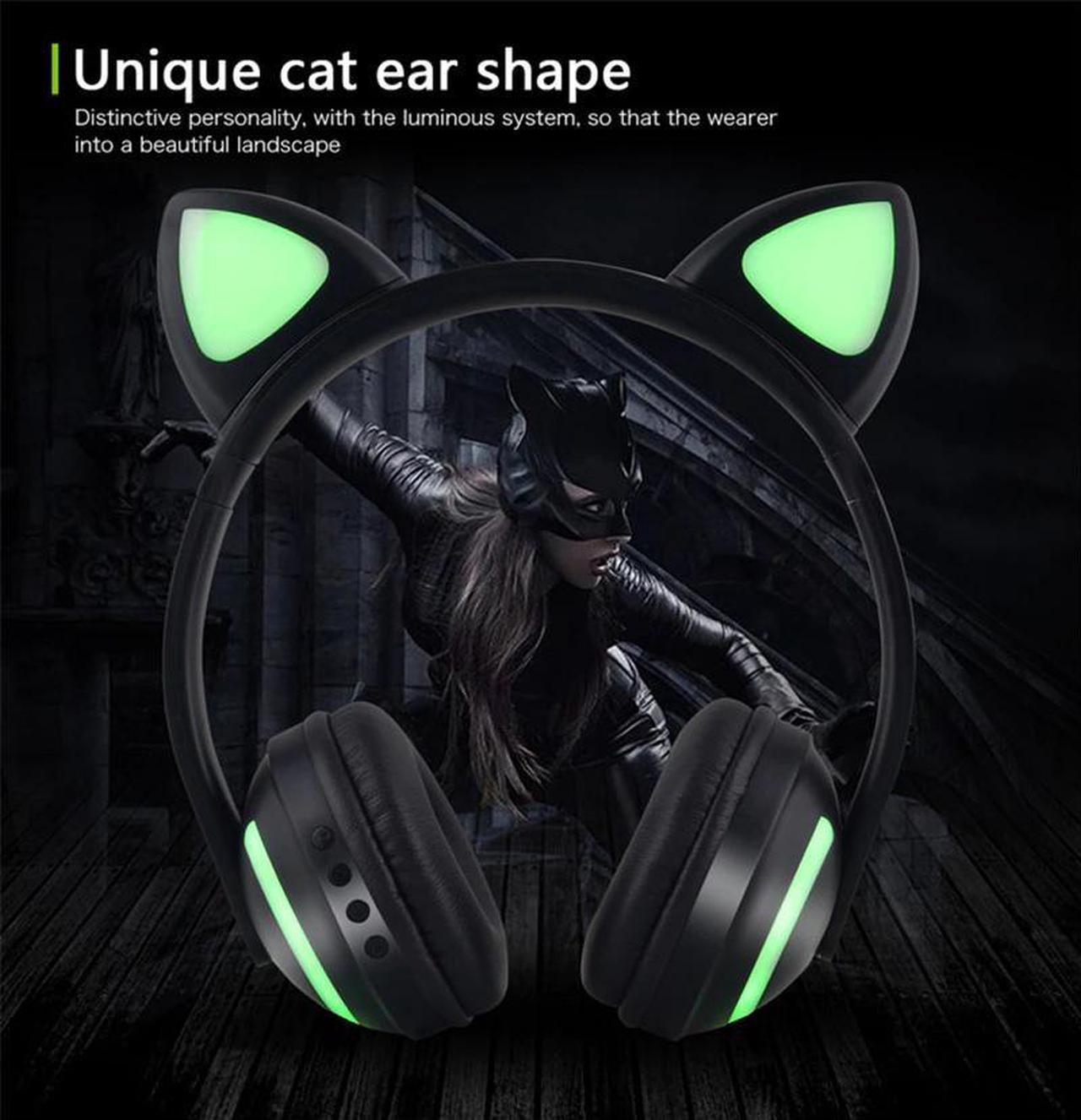 Glowing Cat Ear Headphones  Led Light Wireless Stereo Headset Computer Phone Gaming Headphone For Women Gifts