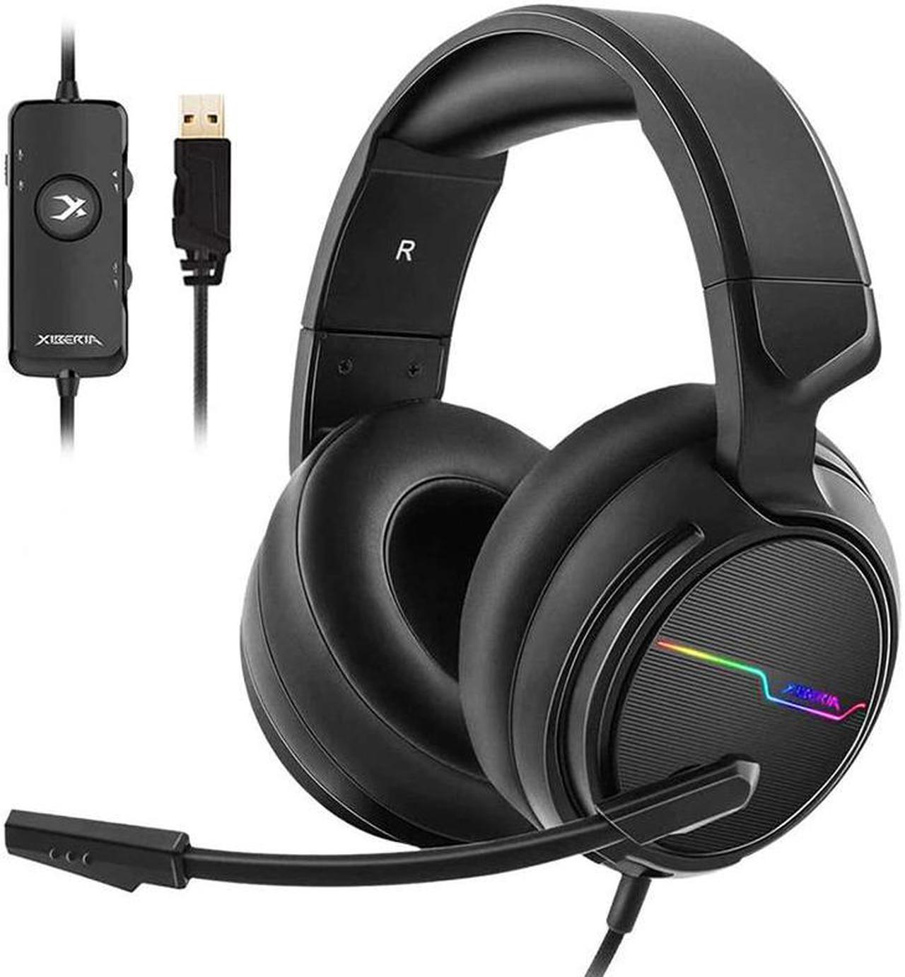 Xiberia V20 Gaming Headphones USB 7.1 Headset for PC Game Computer Bass Stereo Earphones with Microphone LED Light