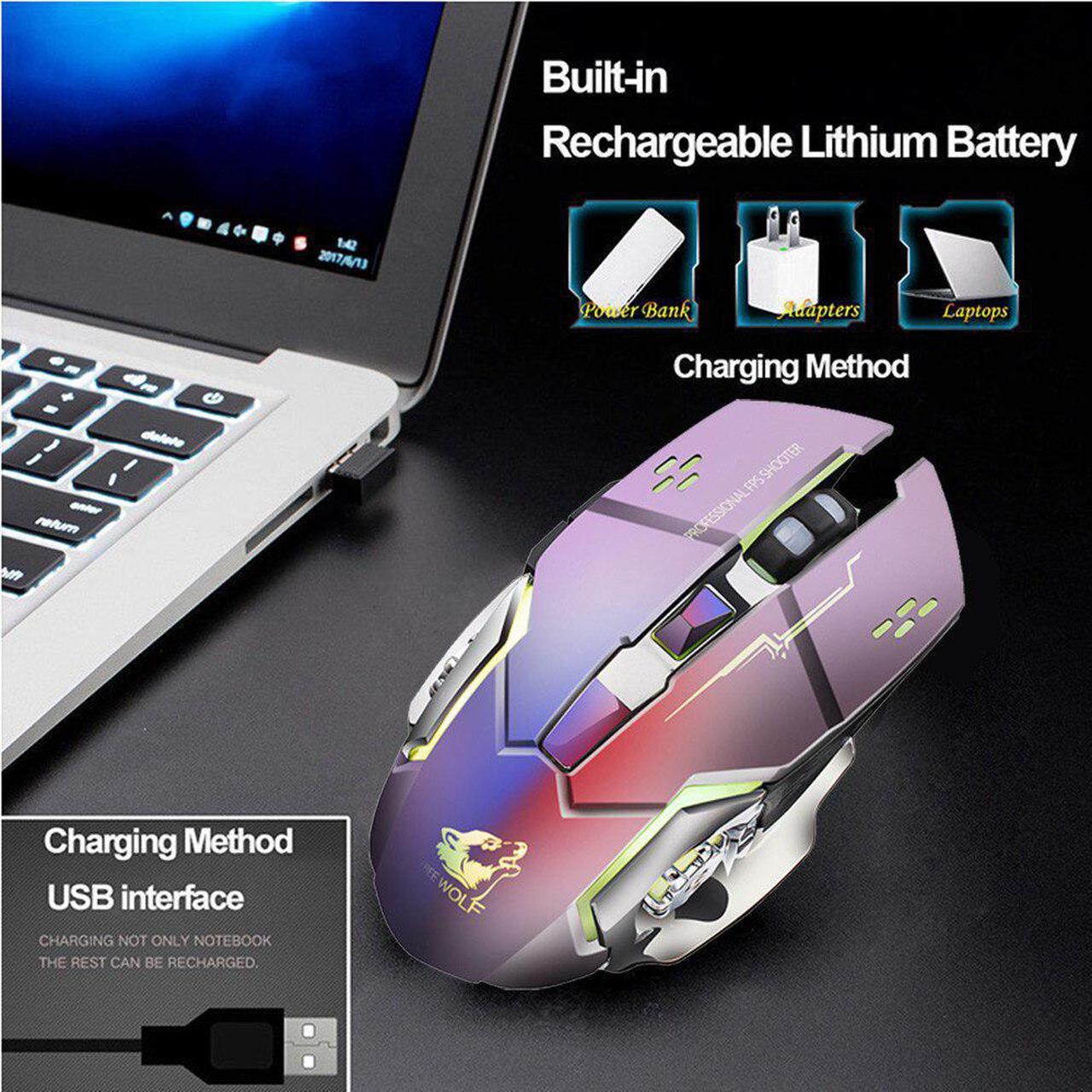 X8 Gaming Mouse LED Backlit USB Optical mice 2400DPI Silent Wireless mouse For PC Laptop Pro computer games   20j30