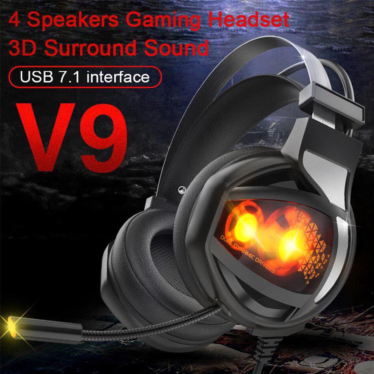 USB 7.1 3D Stereo wired gaming headphones game headset with mic Voice control for PS4 PC laptop computer gamer