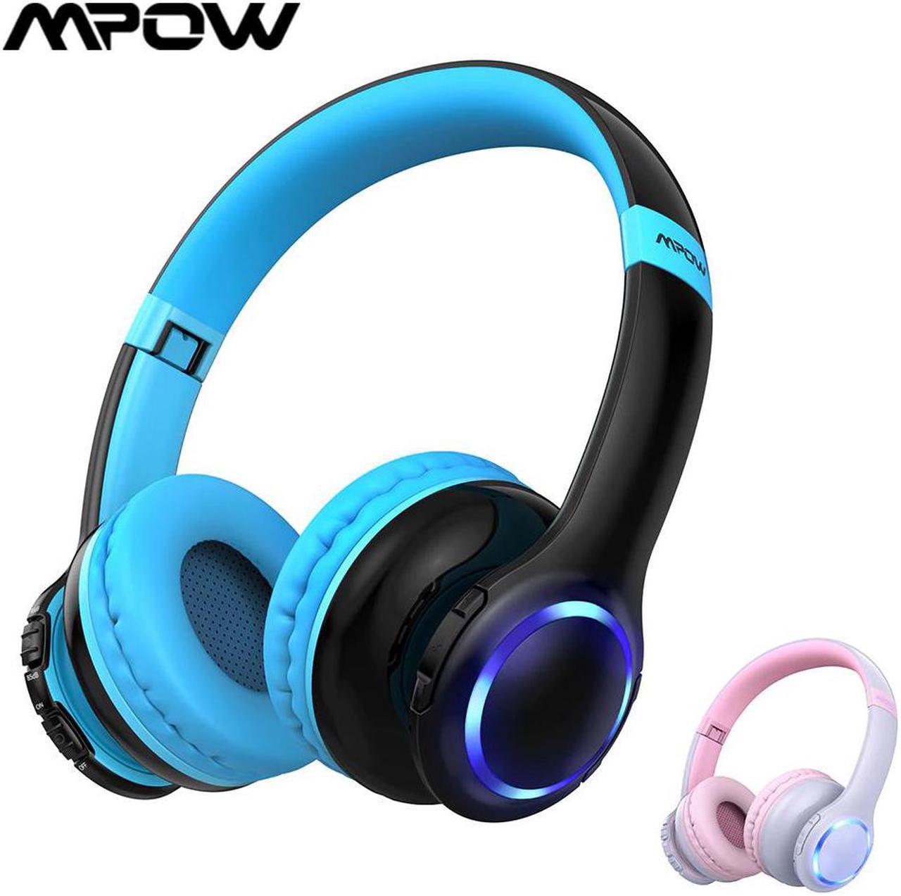 CH9 Kids Headphones Upgraded Bluetooth 5.0 Foldable Headsets with LED Light&Mic 85dB Volume Limit for Children PC/Tablet