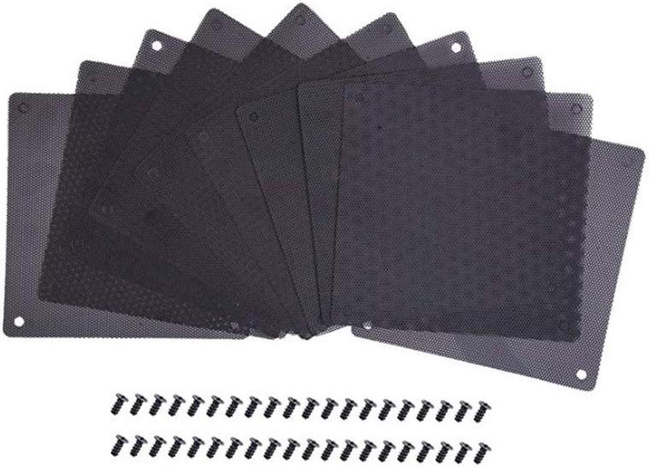 120 mm Dust Filter Computer Fan Filter Cooler PVC Black Dustproof Case Cover Computer Mesh 10 Packs with 40 Pieces of Screws