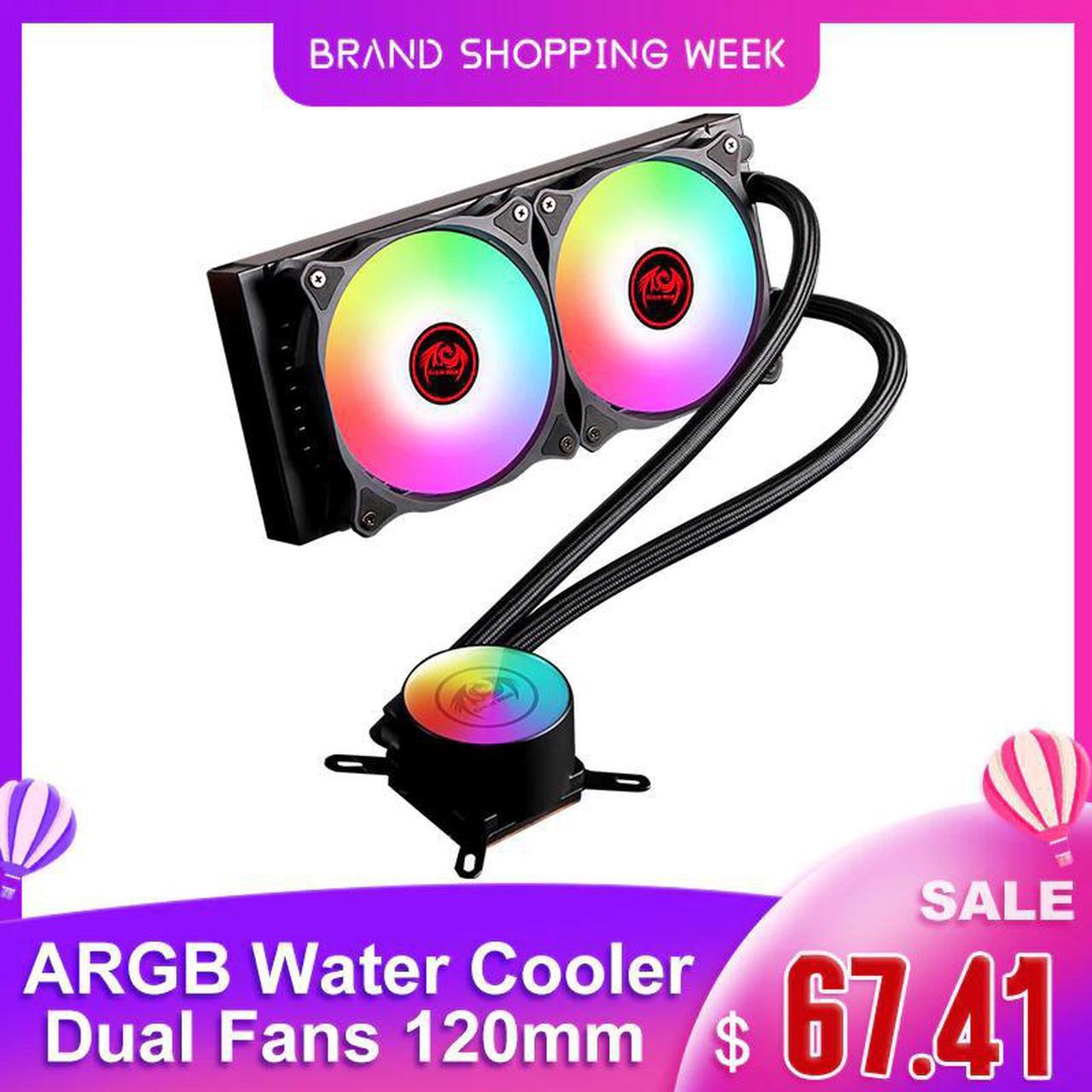 RGB Water Cooler CPU Cooling 2011 2066 AM4 Dual Fans 120mm Radiator Computer Processor Heatsink ARGB Water Cooling PC