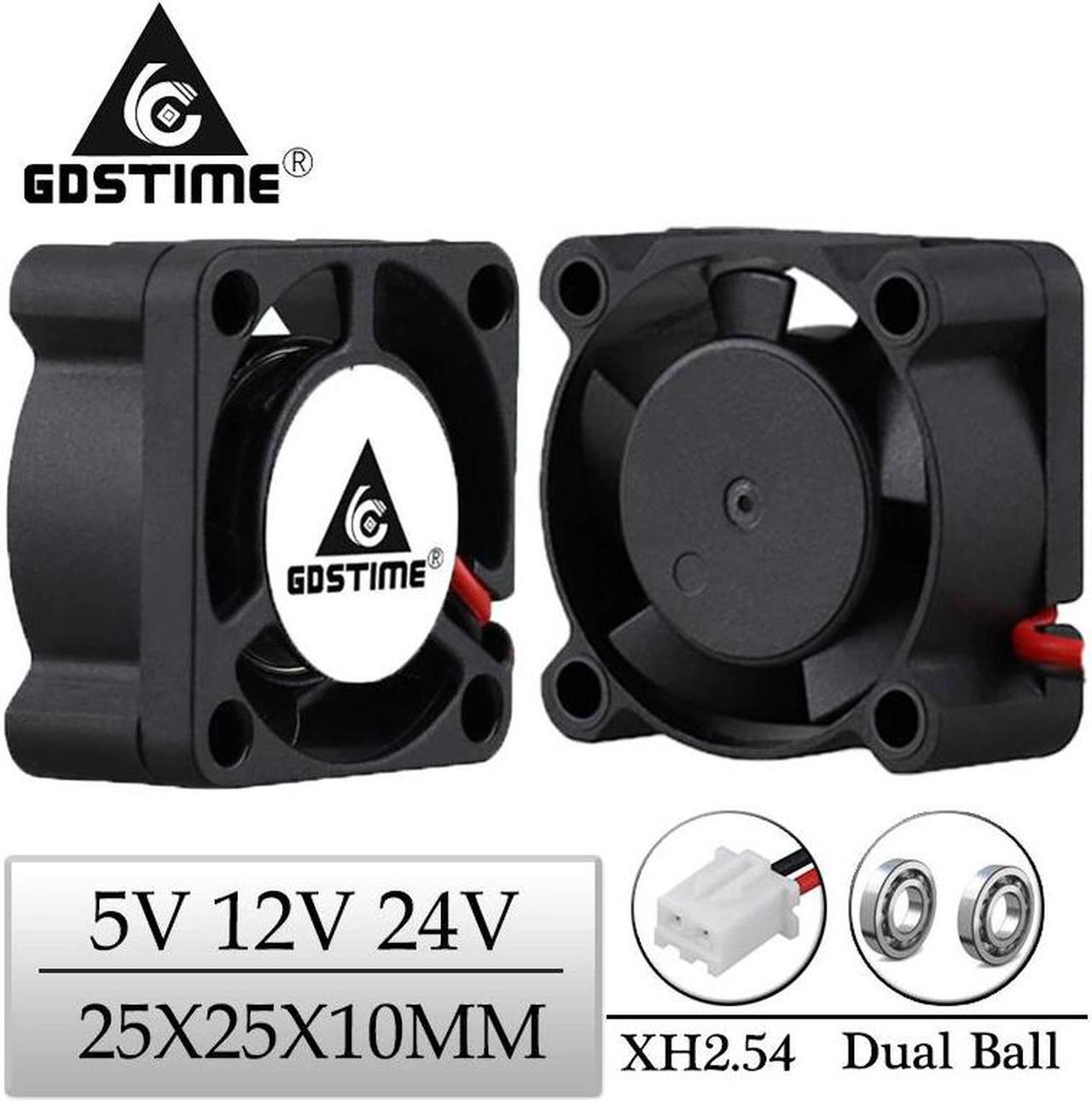 2Pcs 5V 12V 24V Ball/Sleeve Axial Cooler 25x25x10mm 2.5cm Mini Cooling Fan 2510 25mm Centrifugal Electric 3D Printer Fan