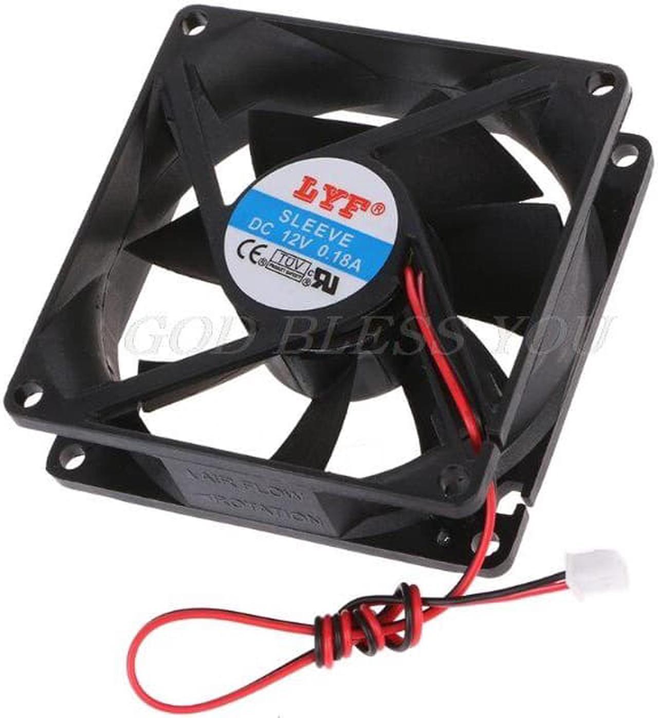 12V 2-Pin 80x80x25mm PC Computer CPU System Heatsink Brushless Cooling Fan 8025 Drop Shipping