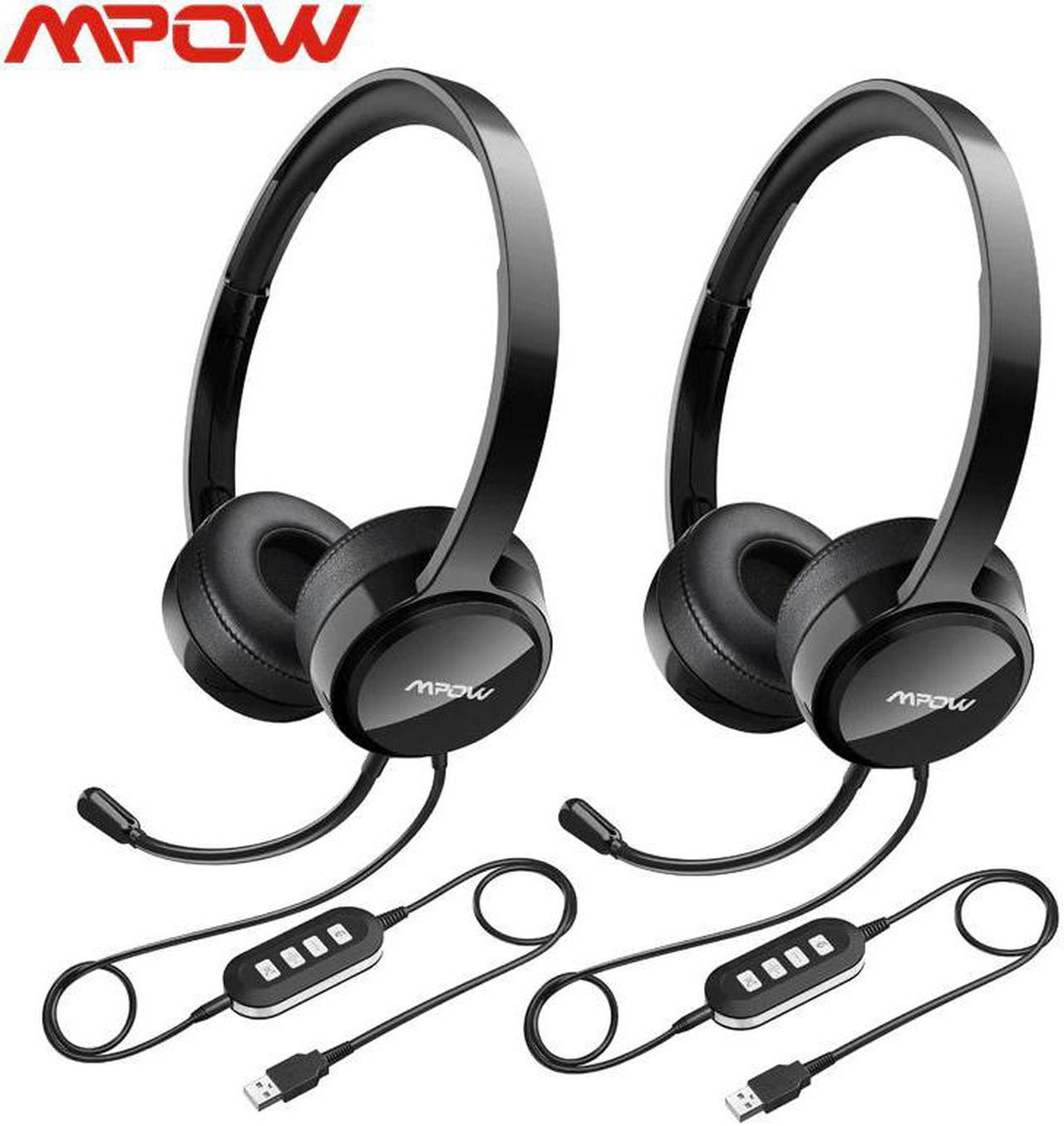 1/2PCS AUX Wired Headset With Noise Reduction In-line Control Protein Memory Earmuff With Mic for Skype PC Call Center