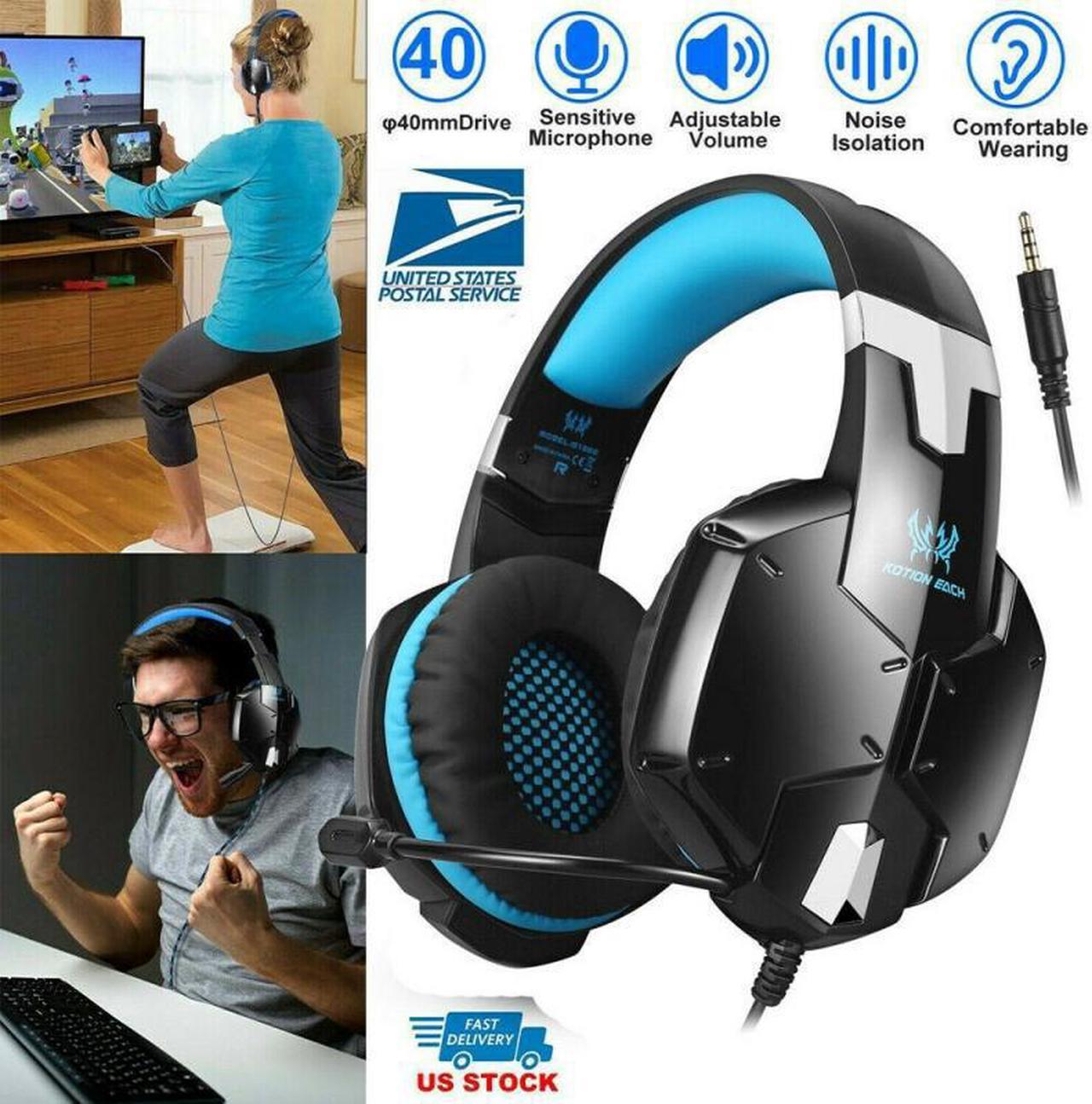 Gaming Stereo Headset Headphones Headband + MIc 3.5mm   Game Music HD Noise Reduction Wired Headphones For PC PS4 XBOX