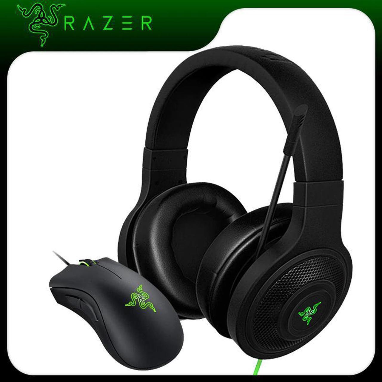 Kraken Essential Headphone Headset With Mic  DeathAdder Essential 6400DPI Gaming Mouse for PC/Laptop/Phone Gamer