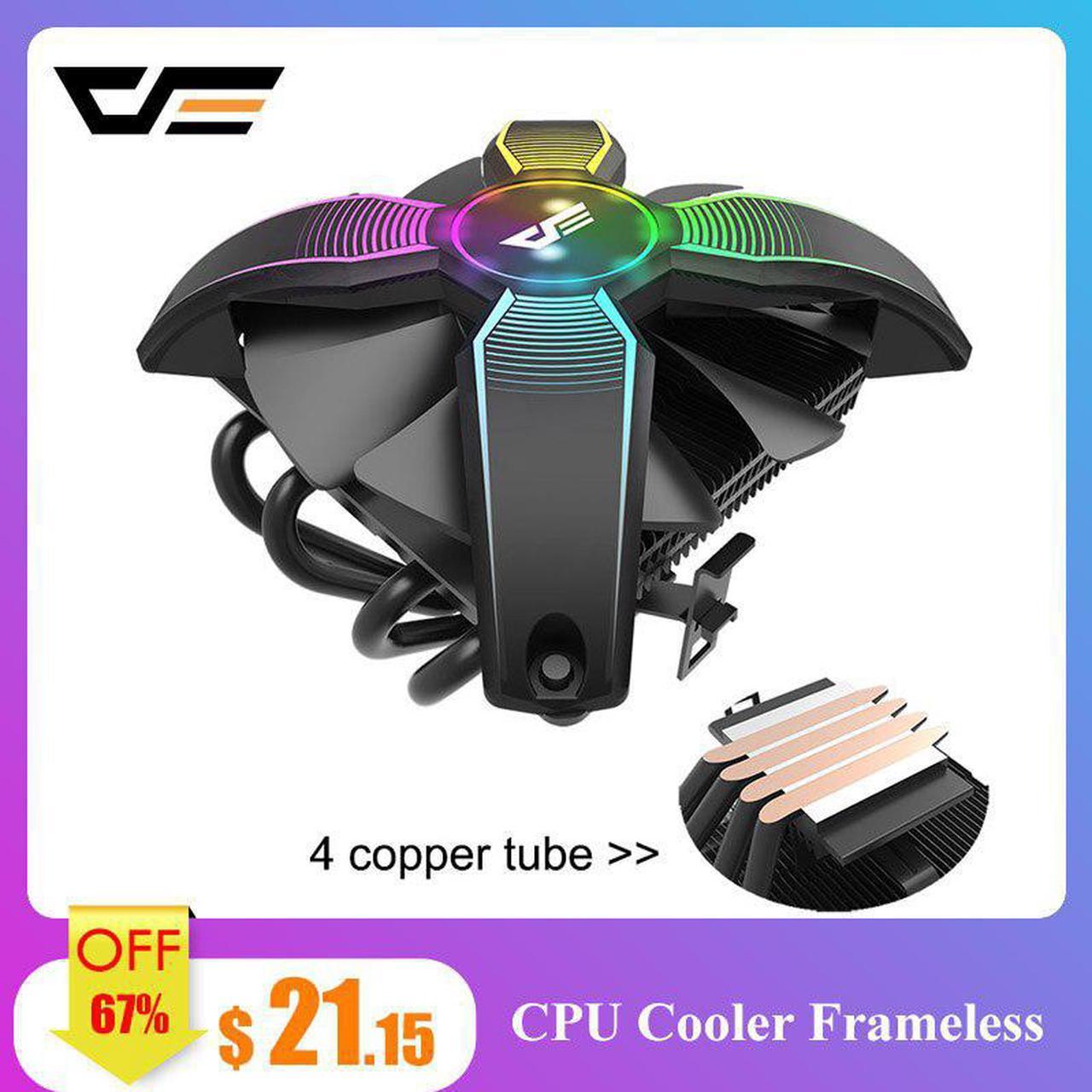 CPU Cooler Radiator TDP 120W Heatsink Silent RGB PC Case Fan 120mm 4Pin CPU Cooling for LGA1151/1155/1156/1366/AM3/AM4