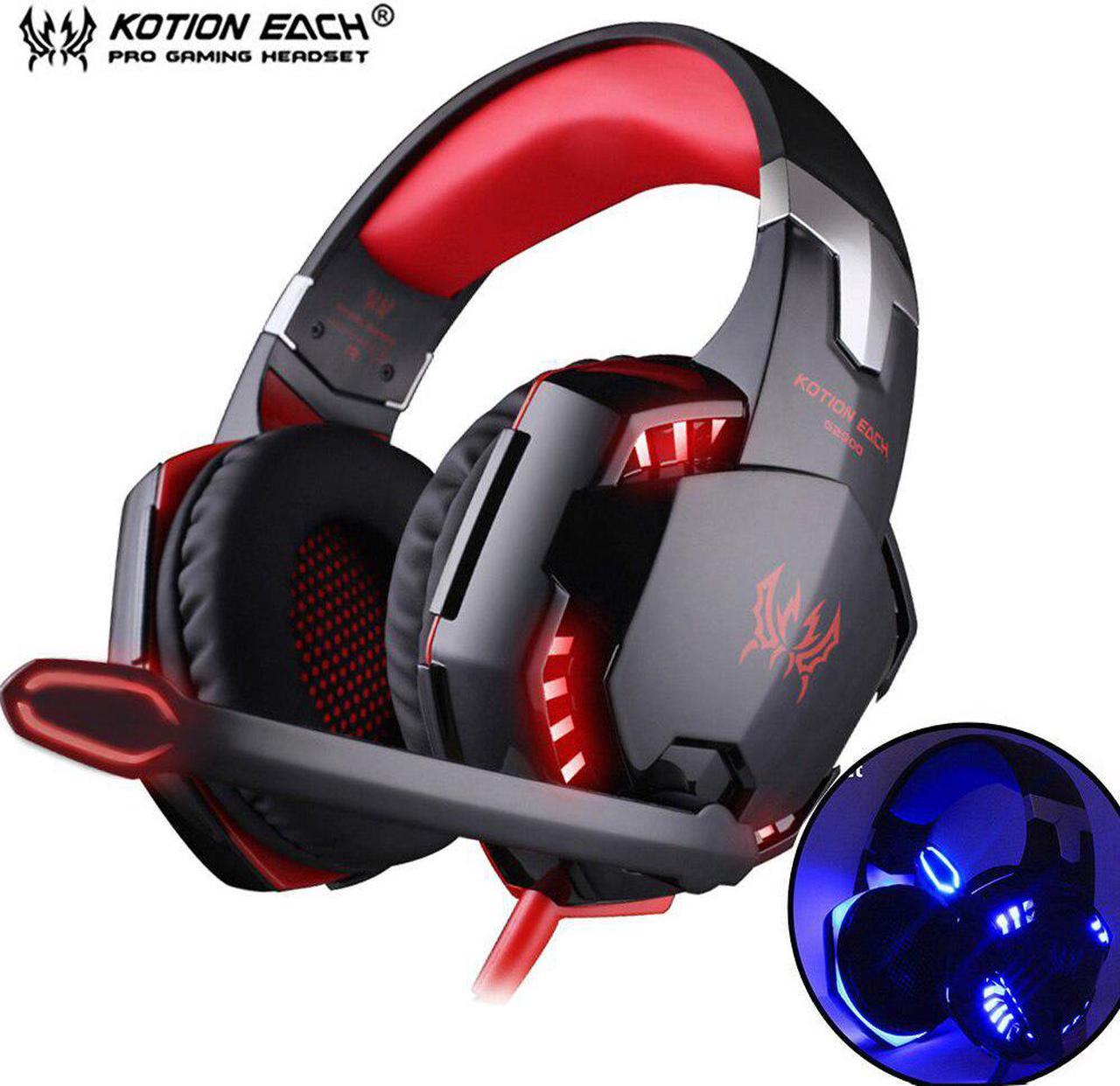 EACH Gaming Headset Game Headphhones 3.5mm Earphone Gamer Stereo bass Headphone With Microphone Led For Computer PC