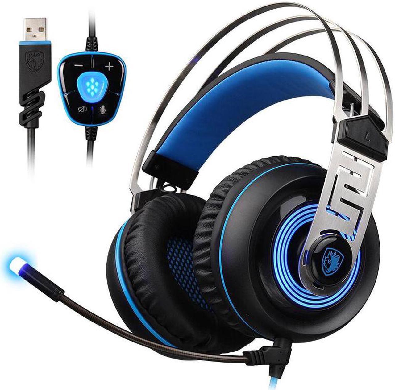 A7 USB Gaming Headphone Wired Headset 7.1 Virtual Sound With Microphone Intelnt Noise Cancelling LED Light