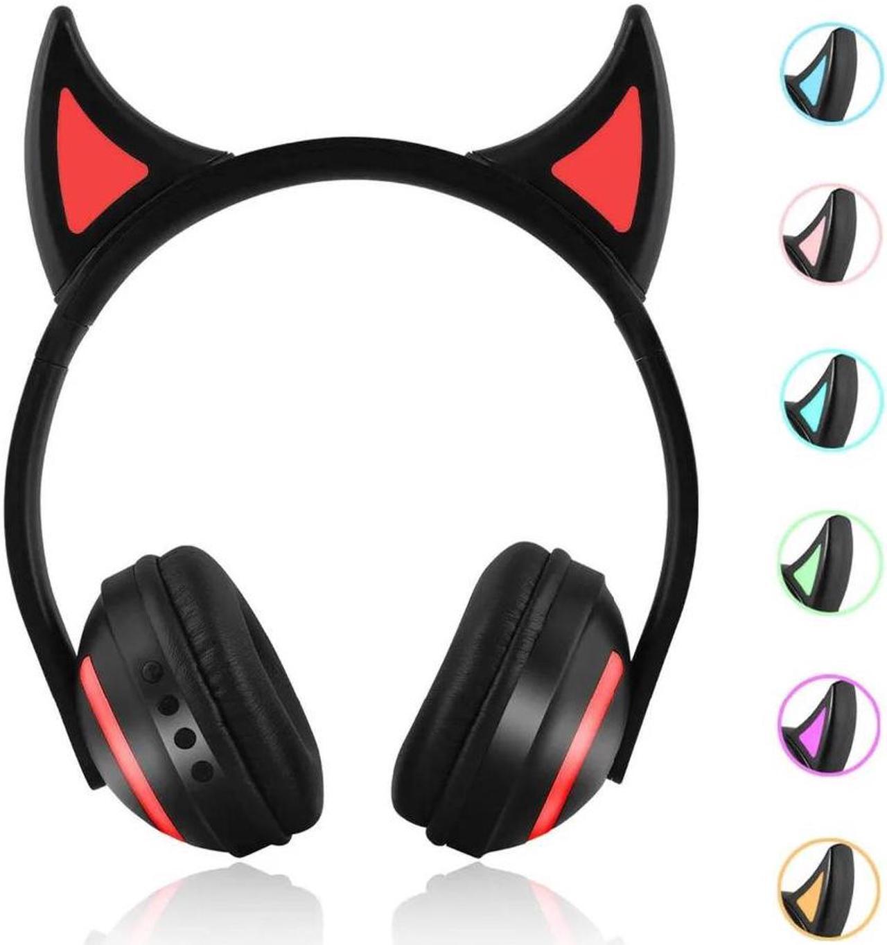 Alt view image 2 of 5 - Bluetooth Stereo Cat Ear Headphones Flashing Glowing cat ear headphones Gaming Headset Earphone 7 Colors LED light