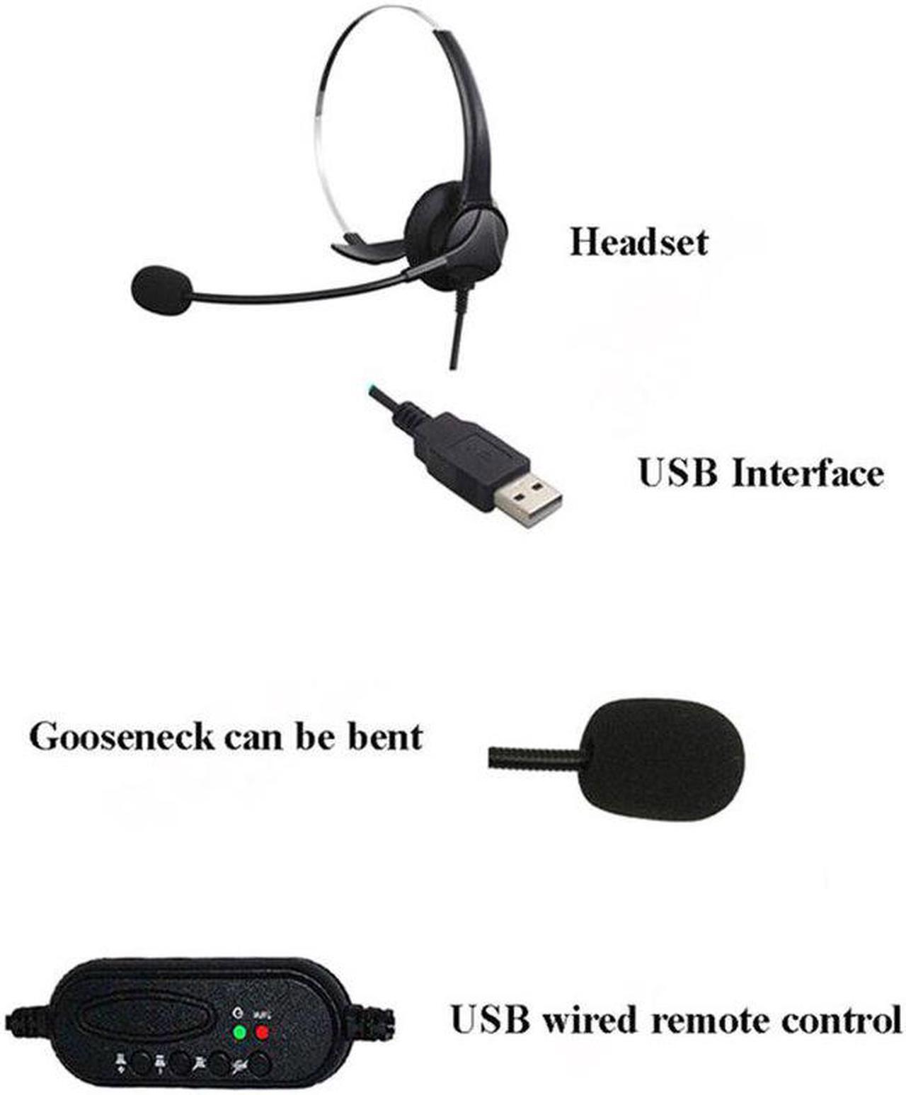 Alt view image 4 of 5 - USB Headset with Microphone Adjustable Earphone Noise Canceling Headphone Call Center Headset for PC Laptop Headphone