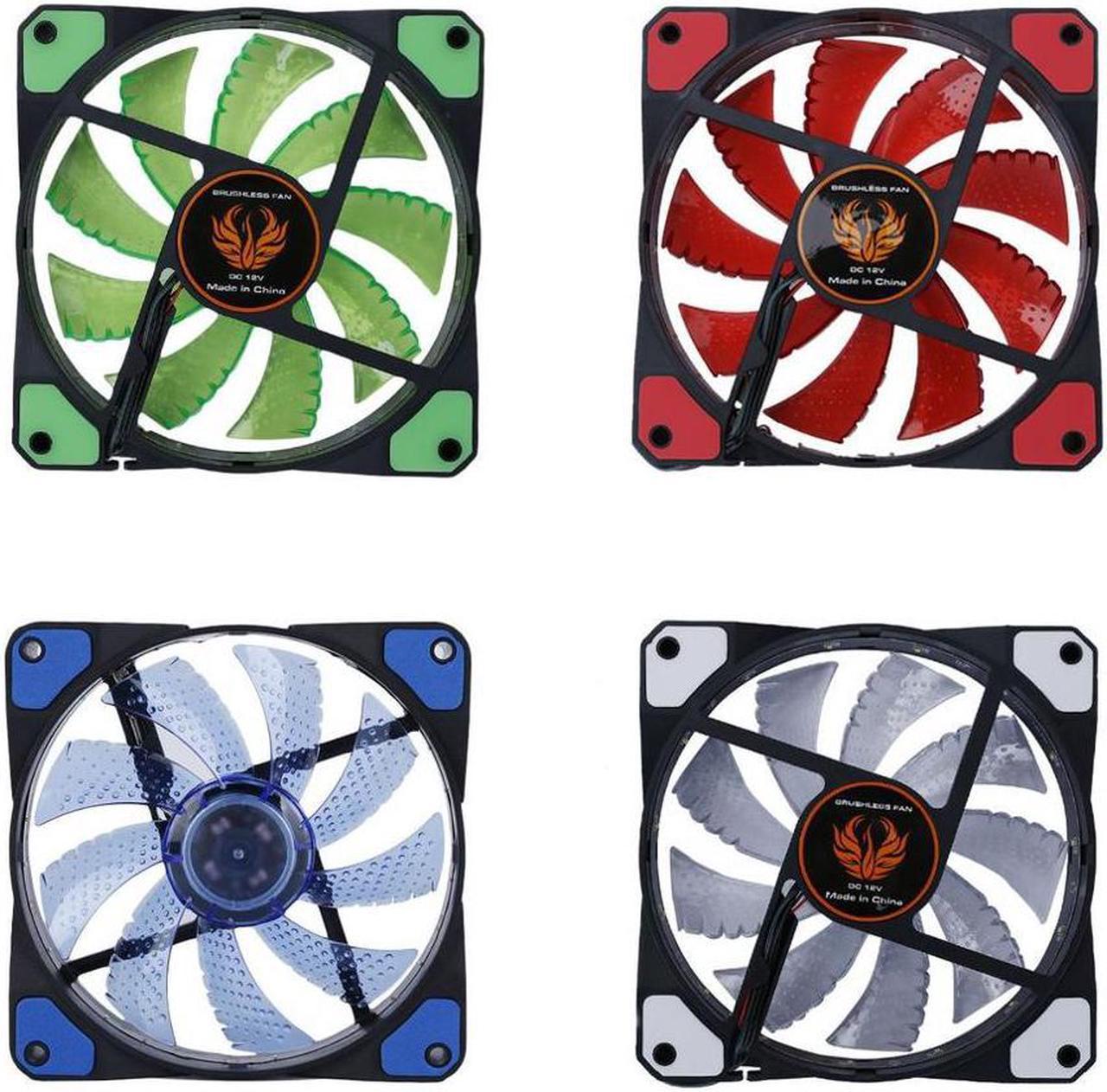 120mm 15 LED Ultra Silent Computer PC Case Cooling Fan CPU Cooler 12V With Rubber Quiet Molex Connector 3/4Pin Plug Fans Cooler