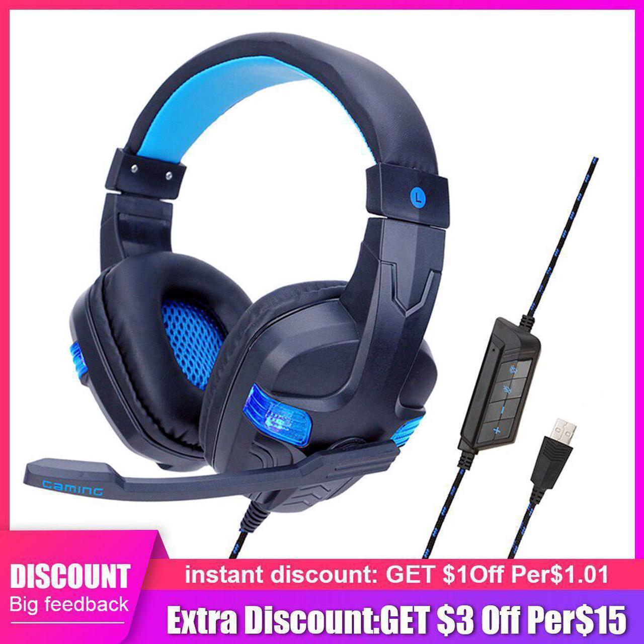 SY860MV 7.1 USB Gaming Head-mounted Headphone With Mic Bass Stereo LED Light Over Ear Computer Phone Gamer Cascos For XBOX PS4