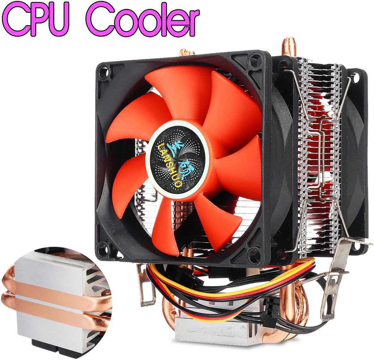 3pin 2 Copper Heatpipe CPU Cooler Computer PC CPU Cooler Fan Cooling Dual Fan for Intel LGA 775/1150/1151/1155/1156 AMD AM2 AMD3