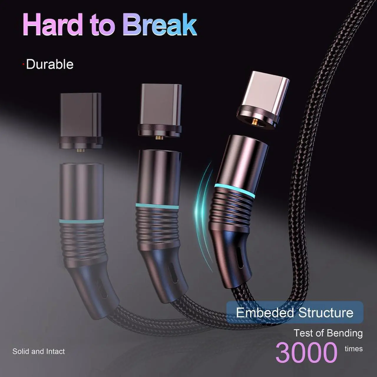 Alt view image 2 of 5 - Magnetic USB Cable 1m/2m /3m Fast Charging USB Type C Cable Magnet Charger  Charge Micro USB Cable Mole Phone Cable