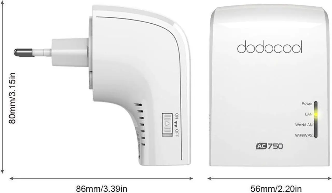 Alt view image 3 of 5 - AC750 Dual Band Wireless WiFi AP / Repeater / Router Simultaneous 2.4GHz 300Mbps and 5GHz 433Mbps EU/US Plug