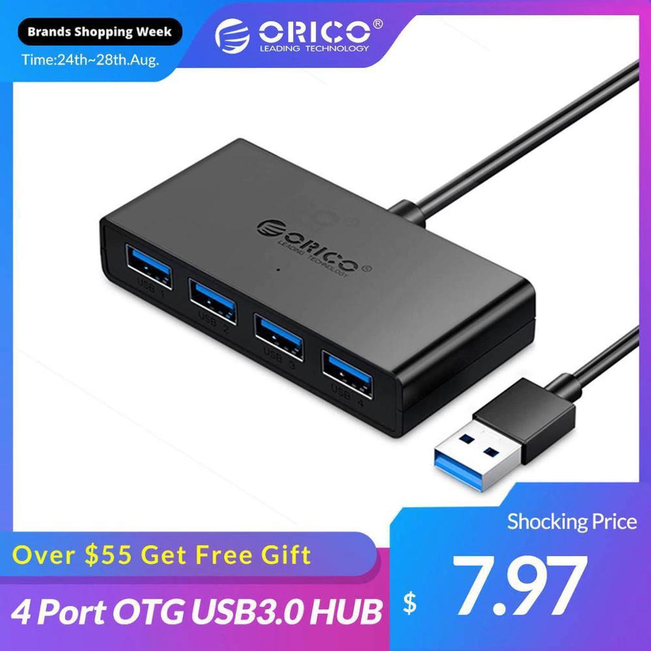 USB3.0 HUB With Power Supply Interface Multi 4 Port USB Splitter OTG Adapter Support 5Gbps 12TB HDD For PC Computer Laptop