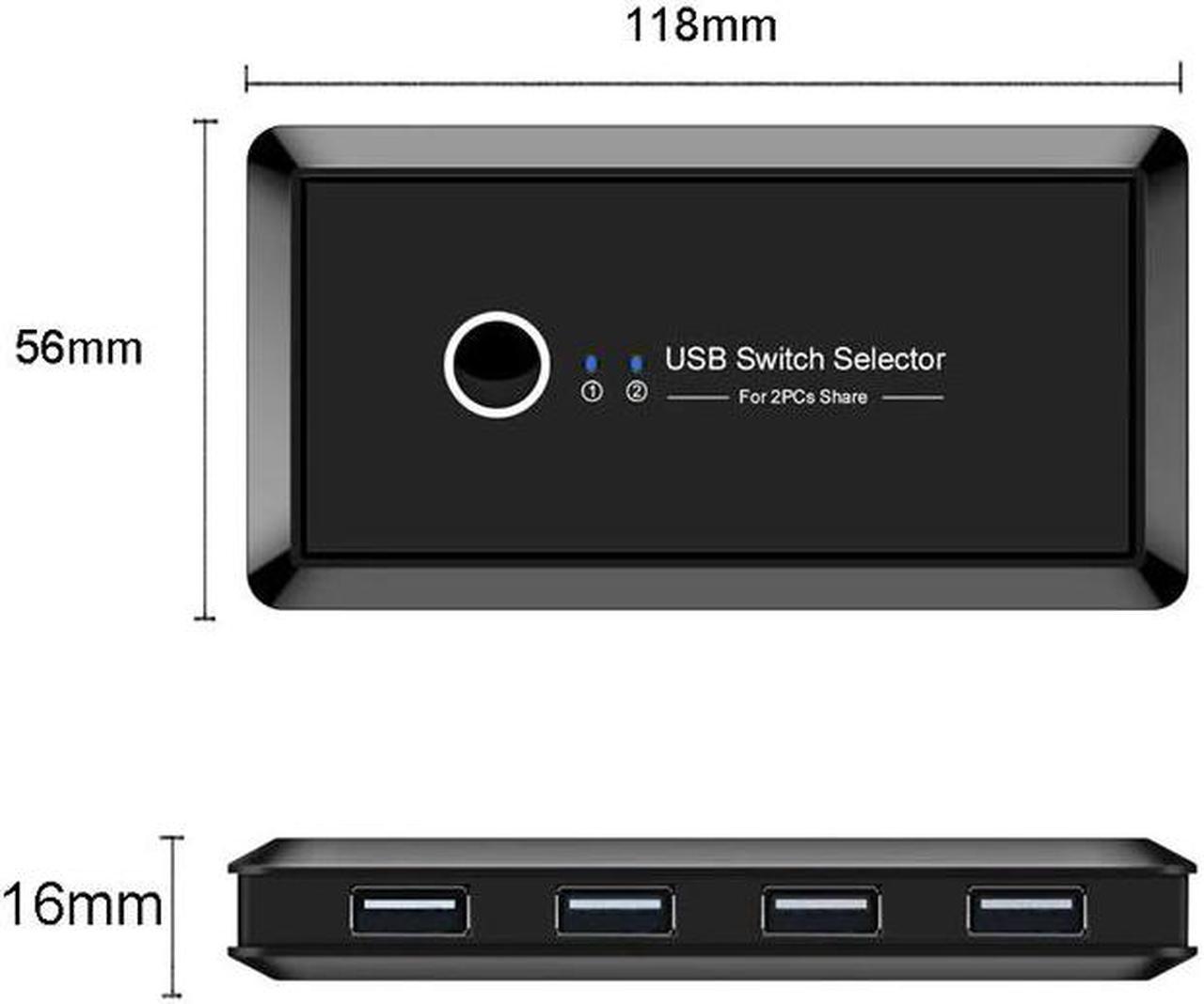 Switch USB 3.0 2.0 USB Switch Selector 2 Port PCs Sharing 4 Devices for Keyboard Mouse Scanner Printer  Switch