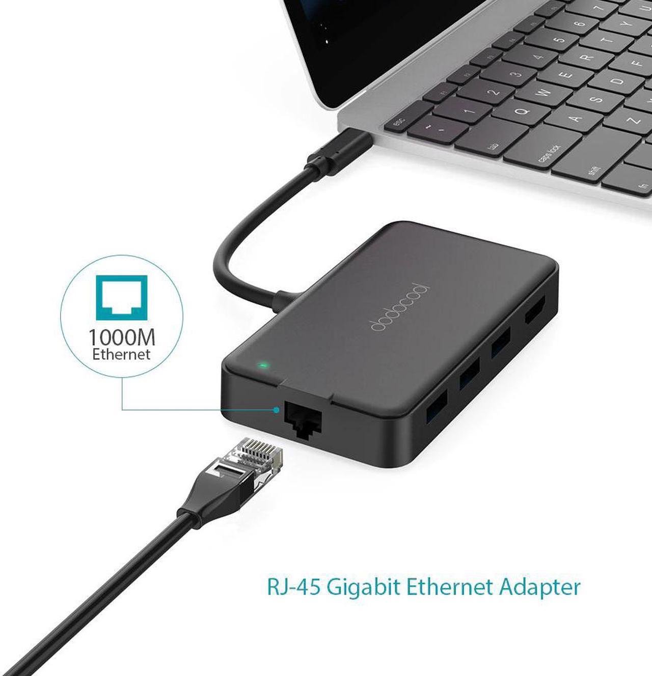 8-in-1 Multifunction USB3.0 Type C HUB with Type-C PD 4K Video HD Gigat Ethernet Adapter /TF Card Reader USB-C Hub