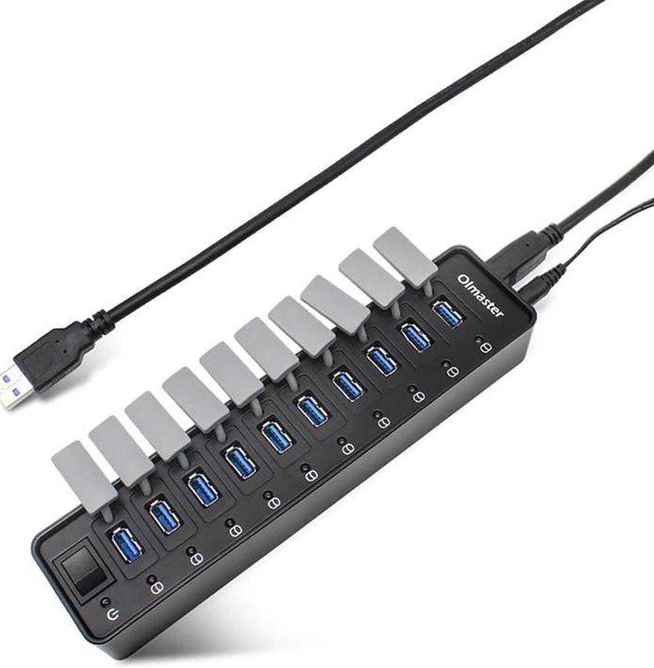 10-Port USB 3.0 Hubs Portable USB C HUB USB-C To 3.0 HUB USB3.0 With Power Switch For Mac book Computer Desktop US Plug