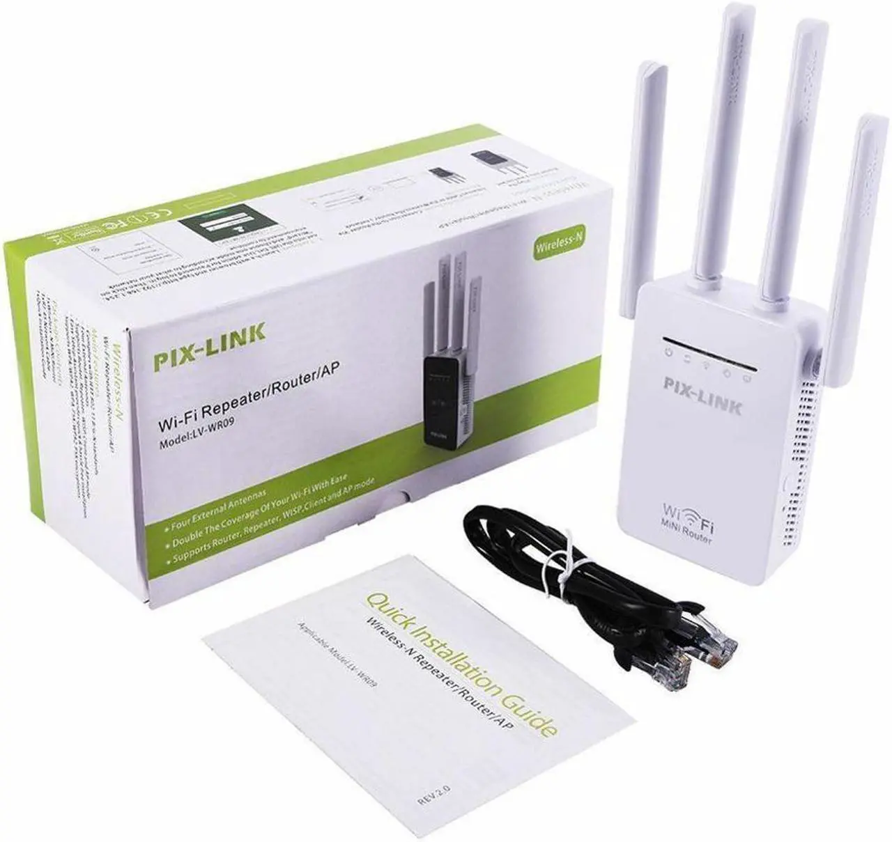 Alt view image 5 of 5 - Wifi Repeater Router 300Mbps Dual-Band 2.4G Wi-fi  Routers Range Signal Booster Home Network with Plug Adapter