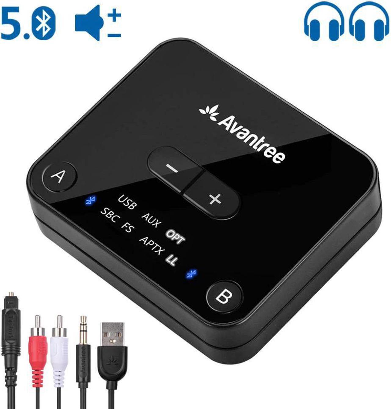 Audikast Plus Bluetooth 5.0 Transmitter for TV PC with Volume Control, aptX Low Latency Wireless Audio Adapter