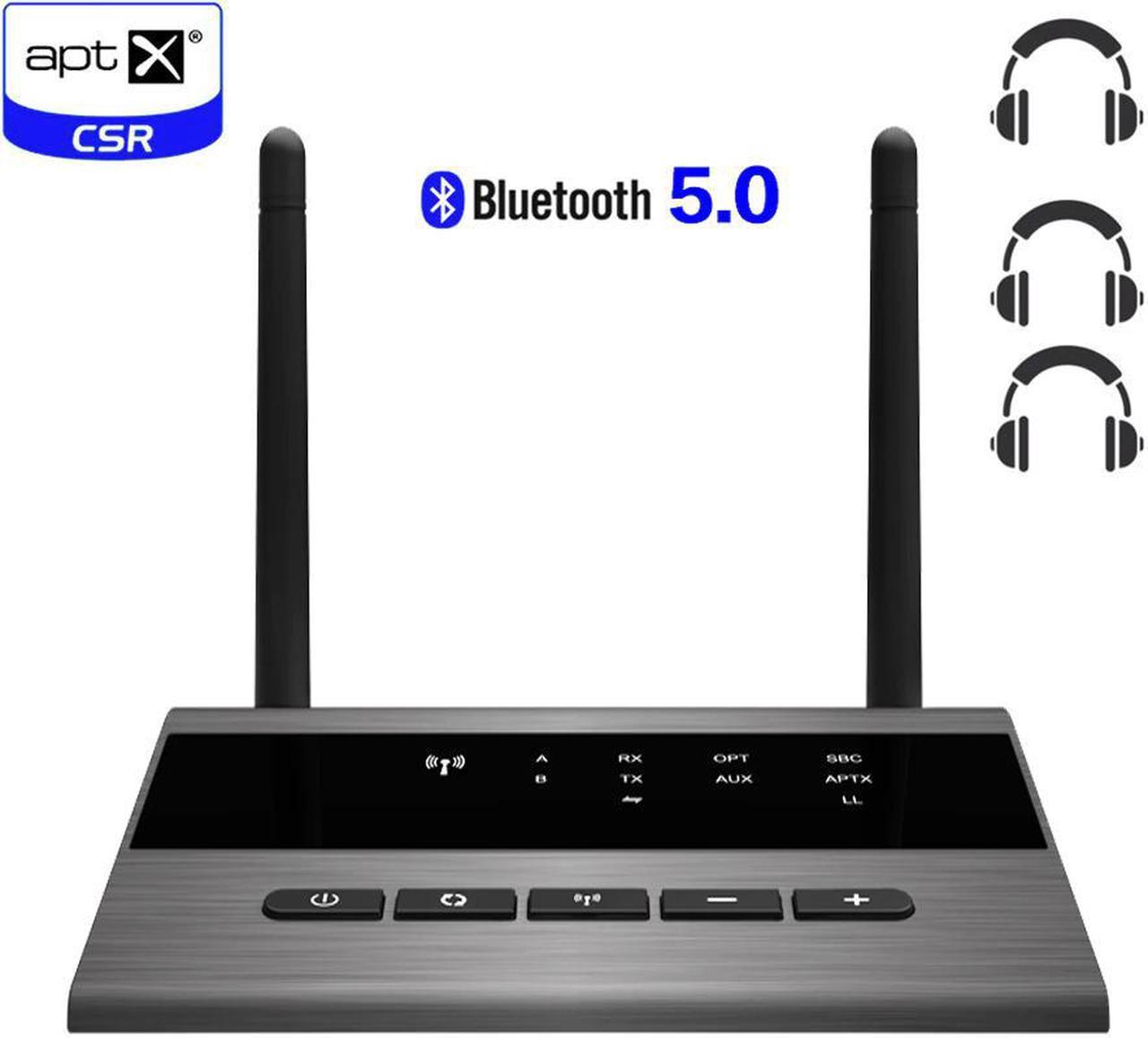 80m Bluetooth 5.0 Broadcast Audio Music Transmitter Receiver 3.5MM AUX RCA Wireless Adapter Dongle Low Latency aptX HD for PC TV