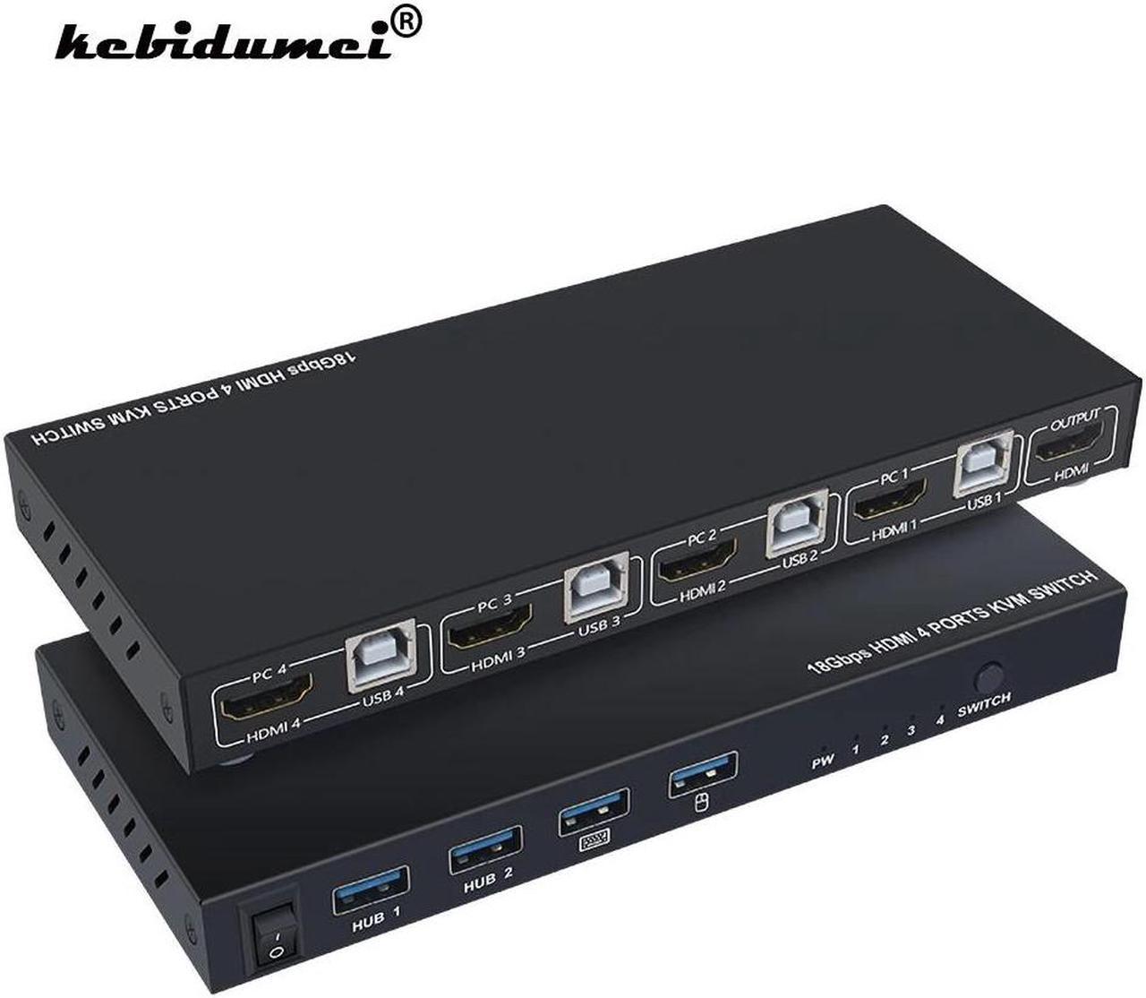 USB KVM Switch Box 2/4 Port 4K Video Display USB Switch KVM Switcher Splitter Box for Sharing Printer Keyboard Mouse