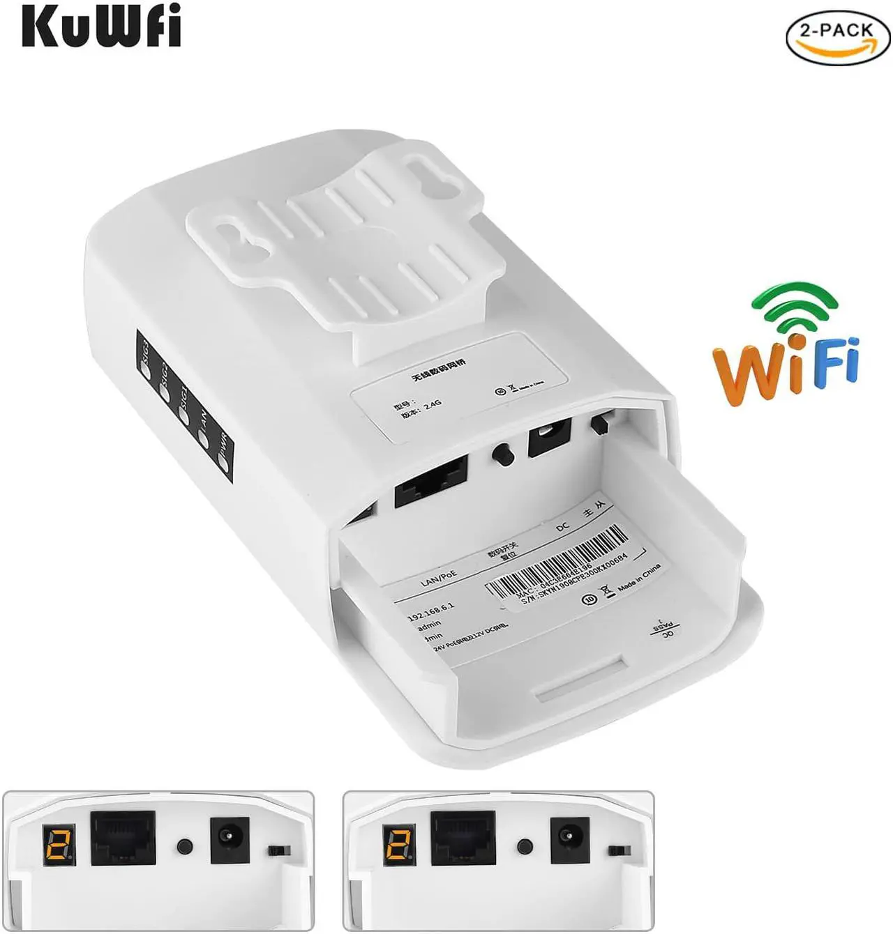 Alt view image 5 of 5 - 300Mbps Wireless CPE Outdoor 2Pack Wifi Outside Booster Extender Router Wifi Repeater with LED Display Support IP Camera in Lift