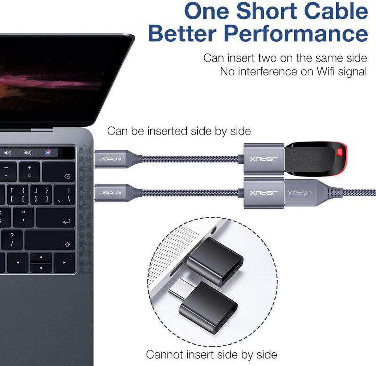 Alt view image 2 of 5 - 2Pack USB C Adapter OTG Type C Cable USB C to USB 3.0 Adapter Otg Cable Thunderbolt 3 for MacBook